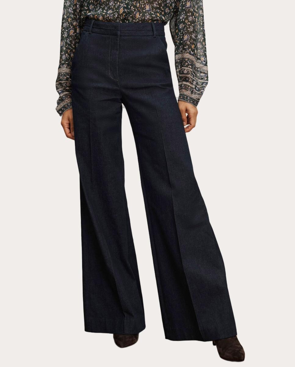 Calças Direitas Crue Azul-escuro-4