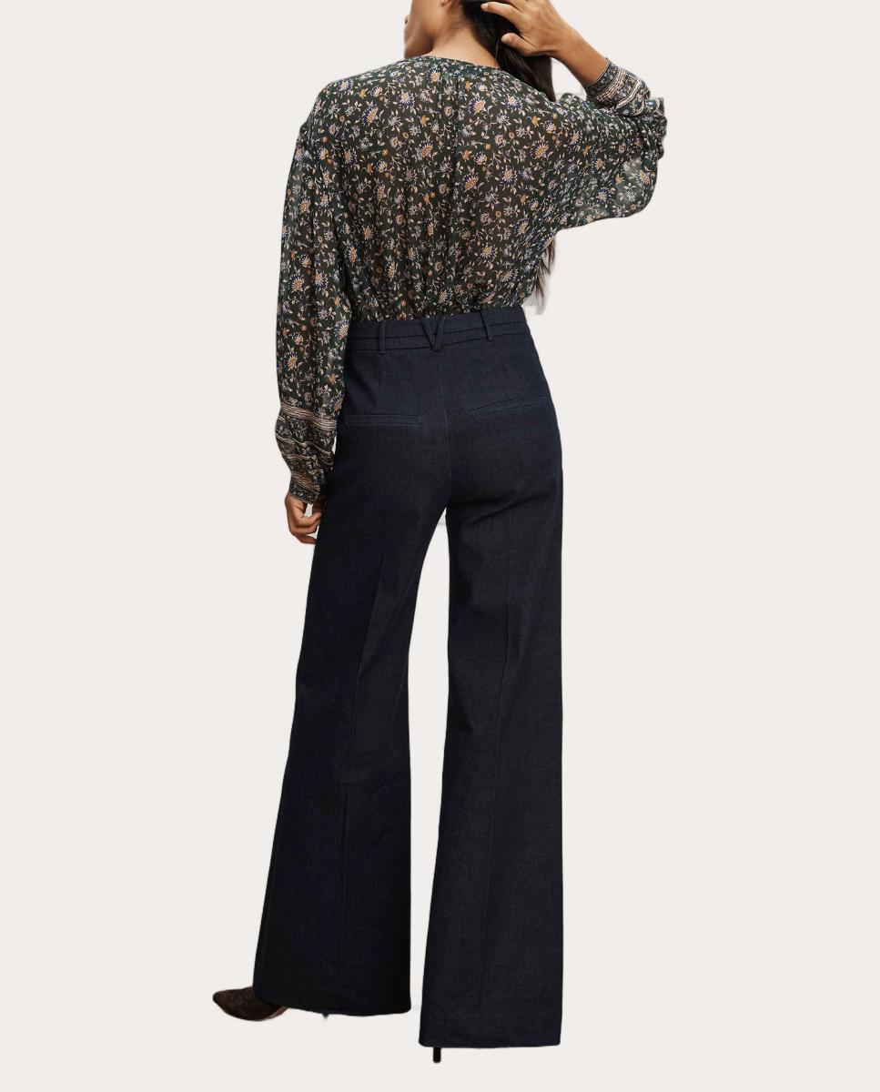 Calças Direitas Crue Azul-escuro-6