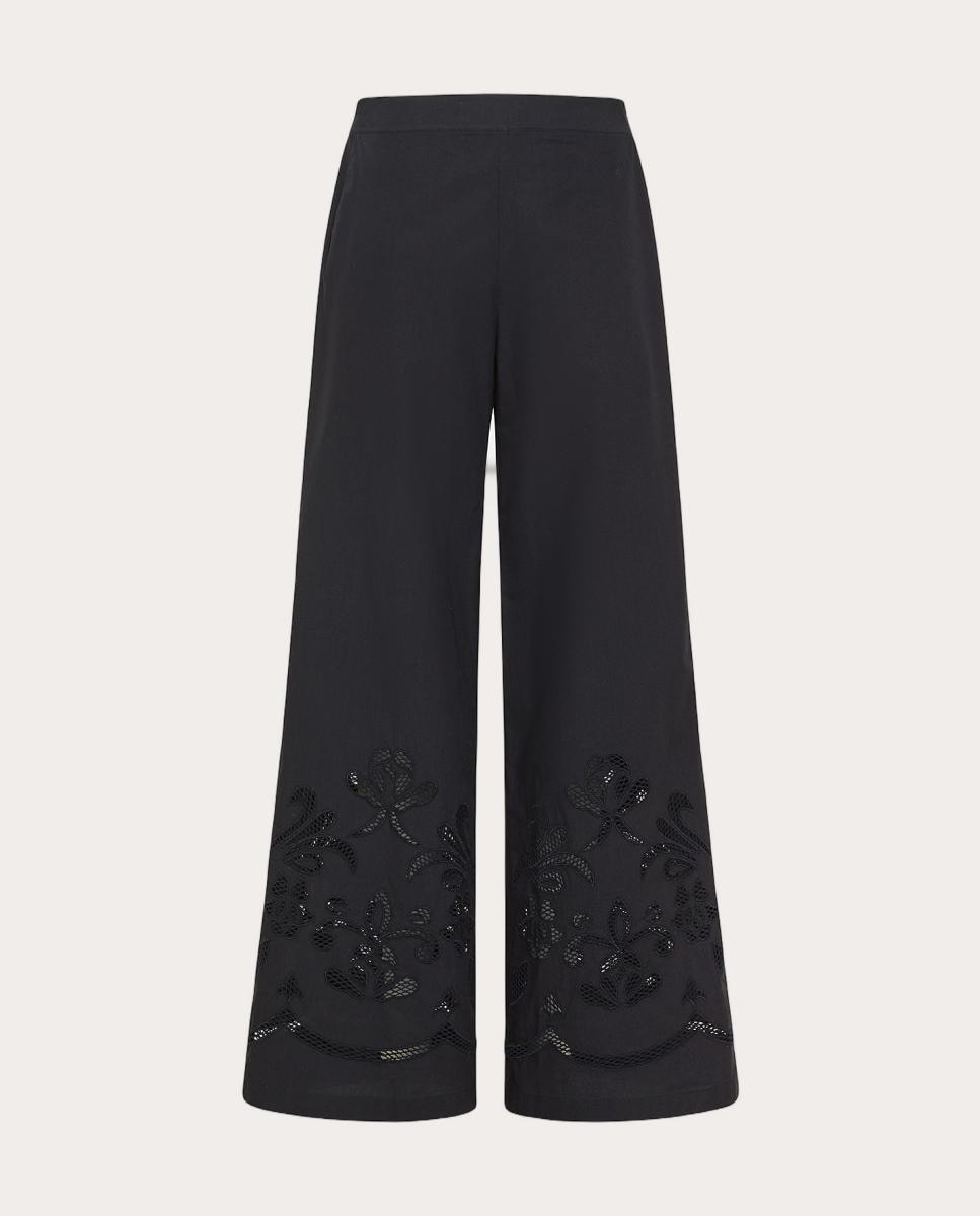 Calças regular Preto-1