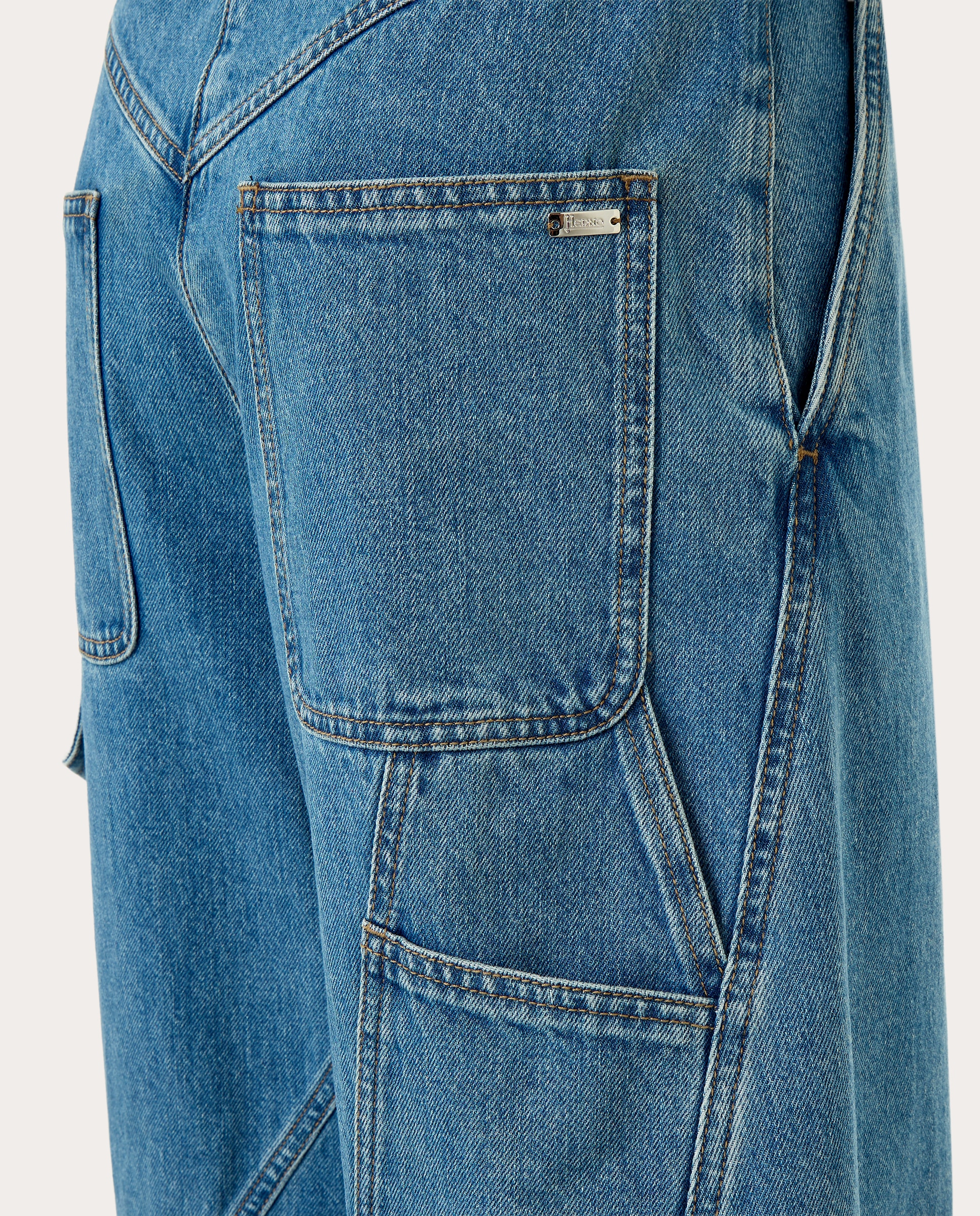Jeans Straight de Algodão Azul-3