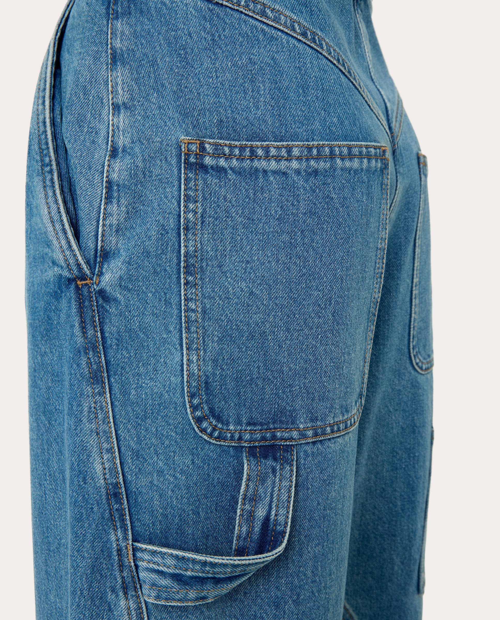 Jeans Straight de Algodão Azul-4