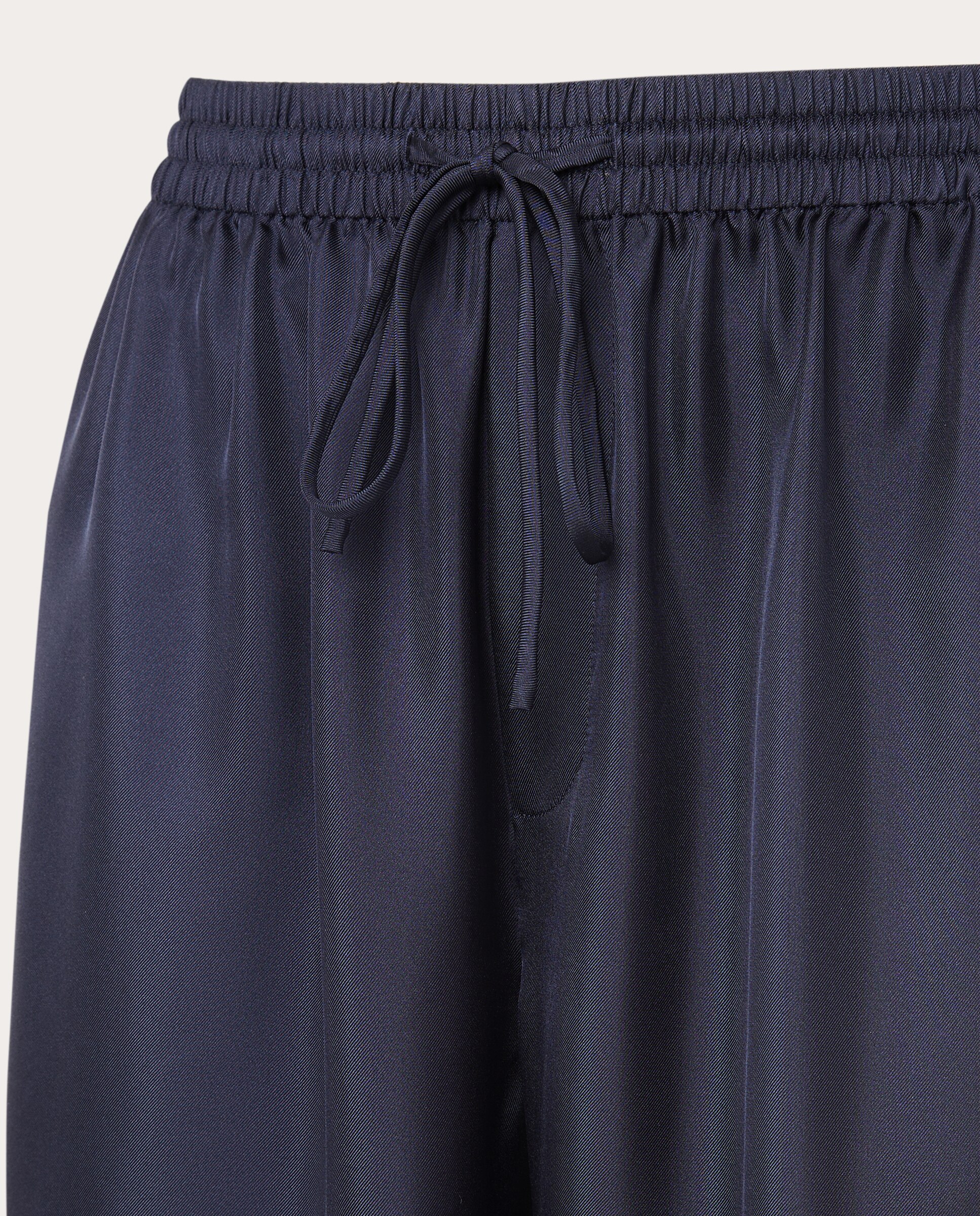 Pantalón recto de seda - Azul marino Azul marino-3