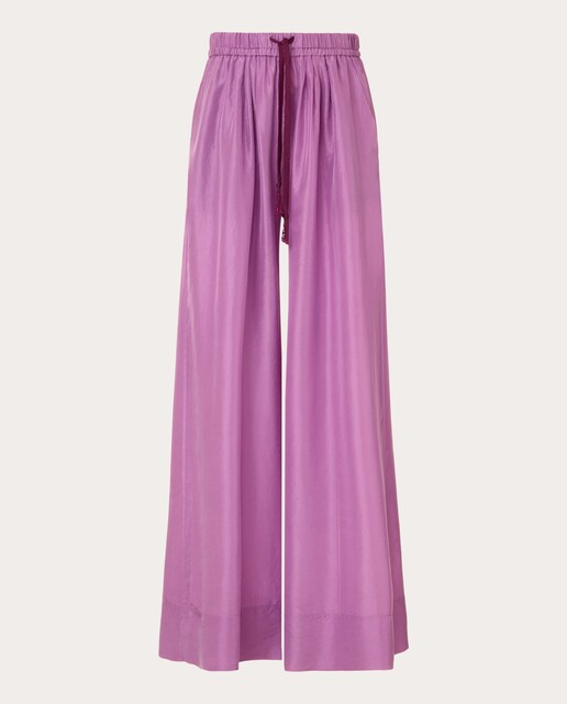 Pantalón recto de seda