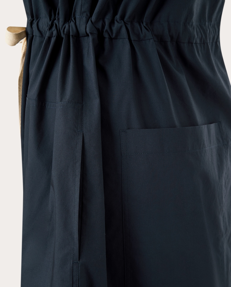 Vestido largo LM Poplin V Neck de algodón XS Azul marino