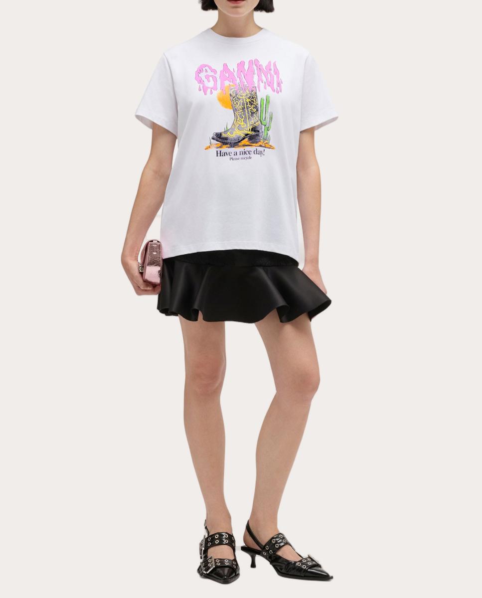 T-shirt de Algodão com Estampado Branco-2