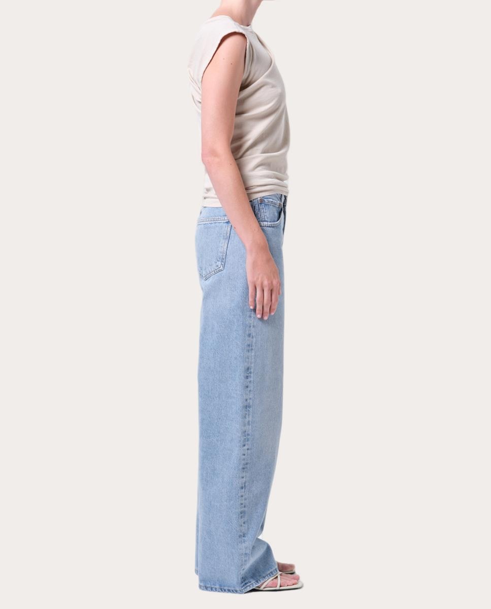 Jeans Fran Low Slung de Algodão Azul-claro-7