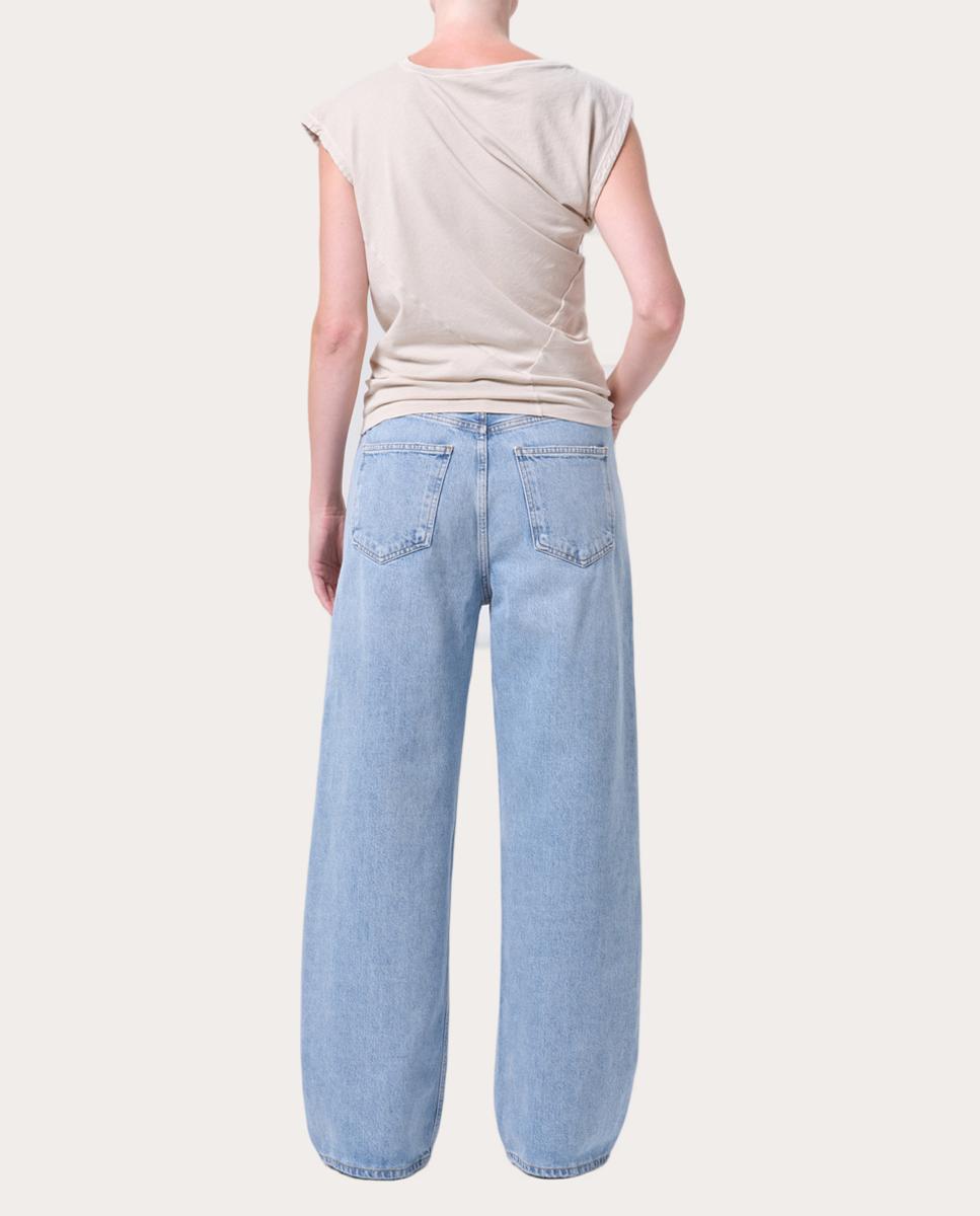 Jeans Fran Low Slung de Algodão Azul-claro-8