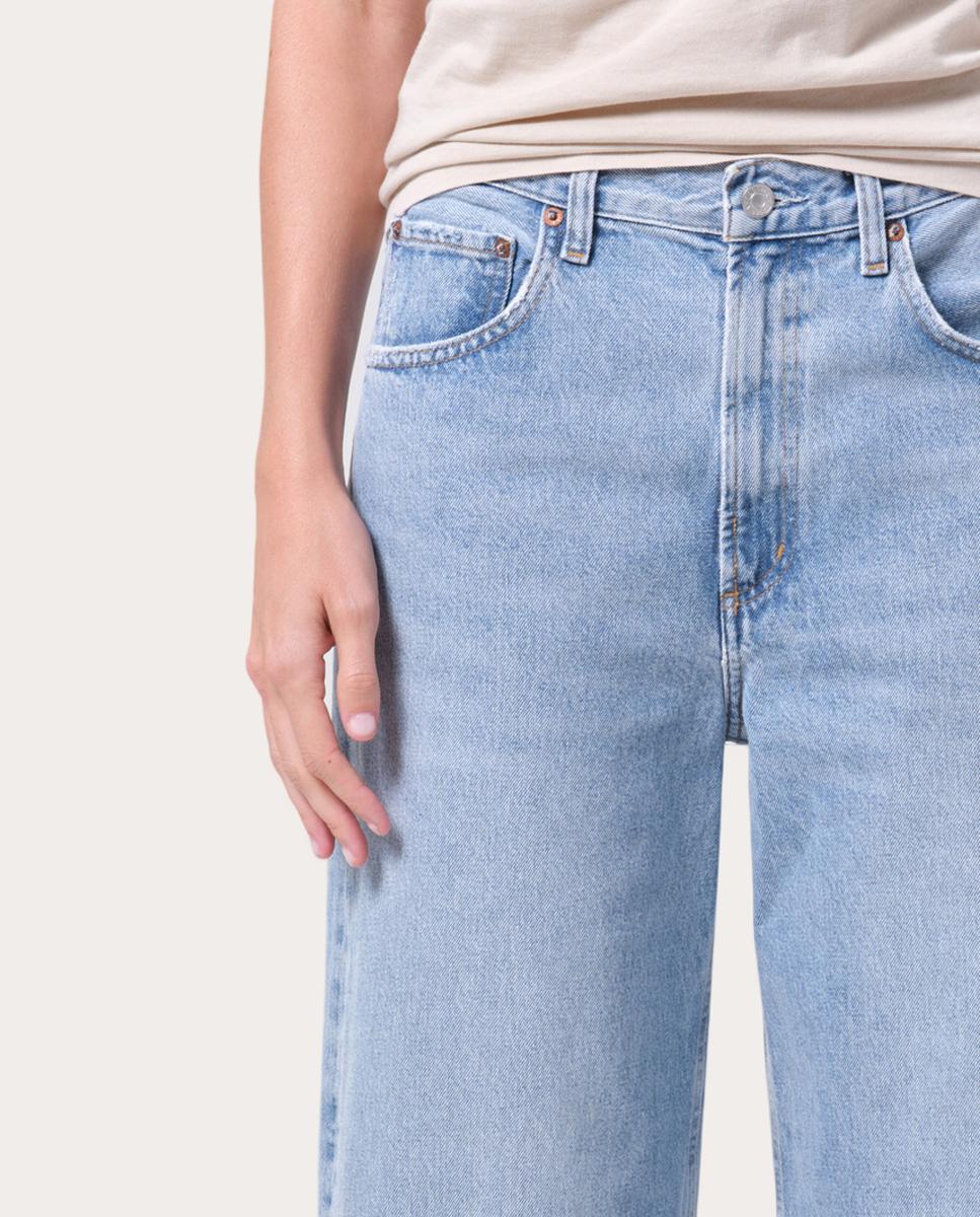 Jeans Fran Low Slung de Algodão Azul-claro-9