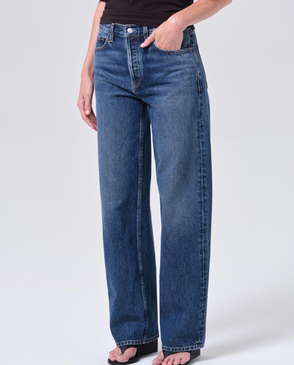 Jeans regular de algodão Azul-3