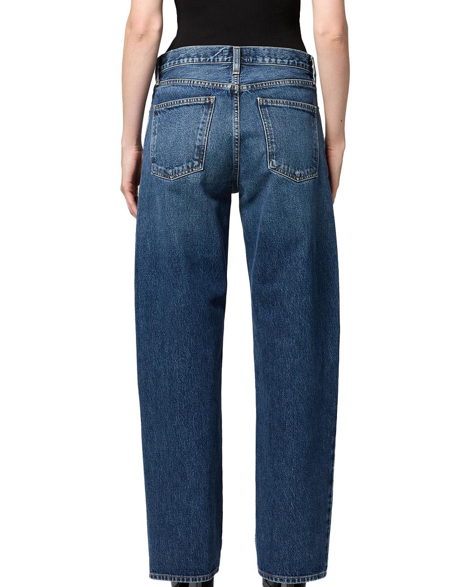 Jeans regular de algodão Azul-5