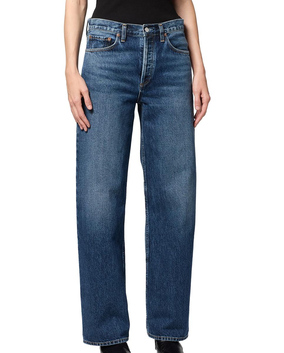 Jeans regular de algodão Azul-7