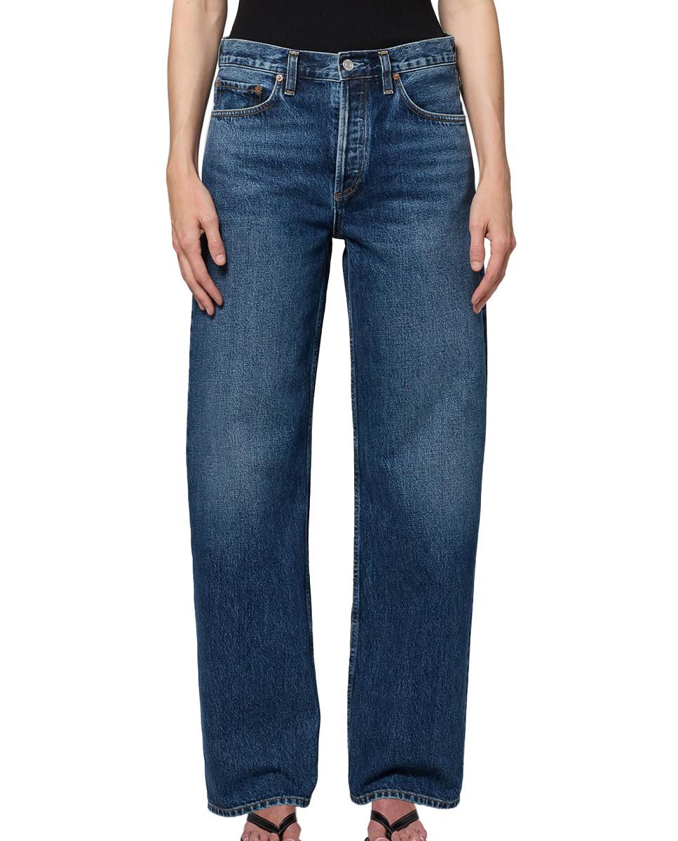 Jeans regular de algodão Azul-8