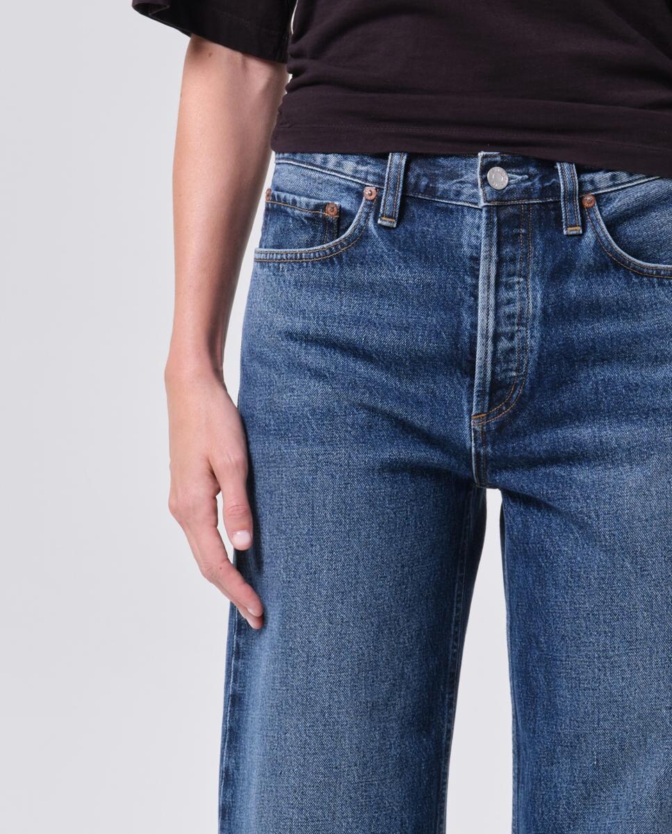 Jeans regular de algodão Azul-9