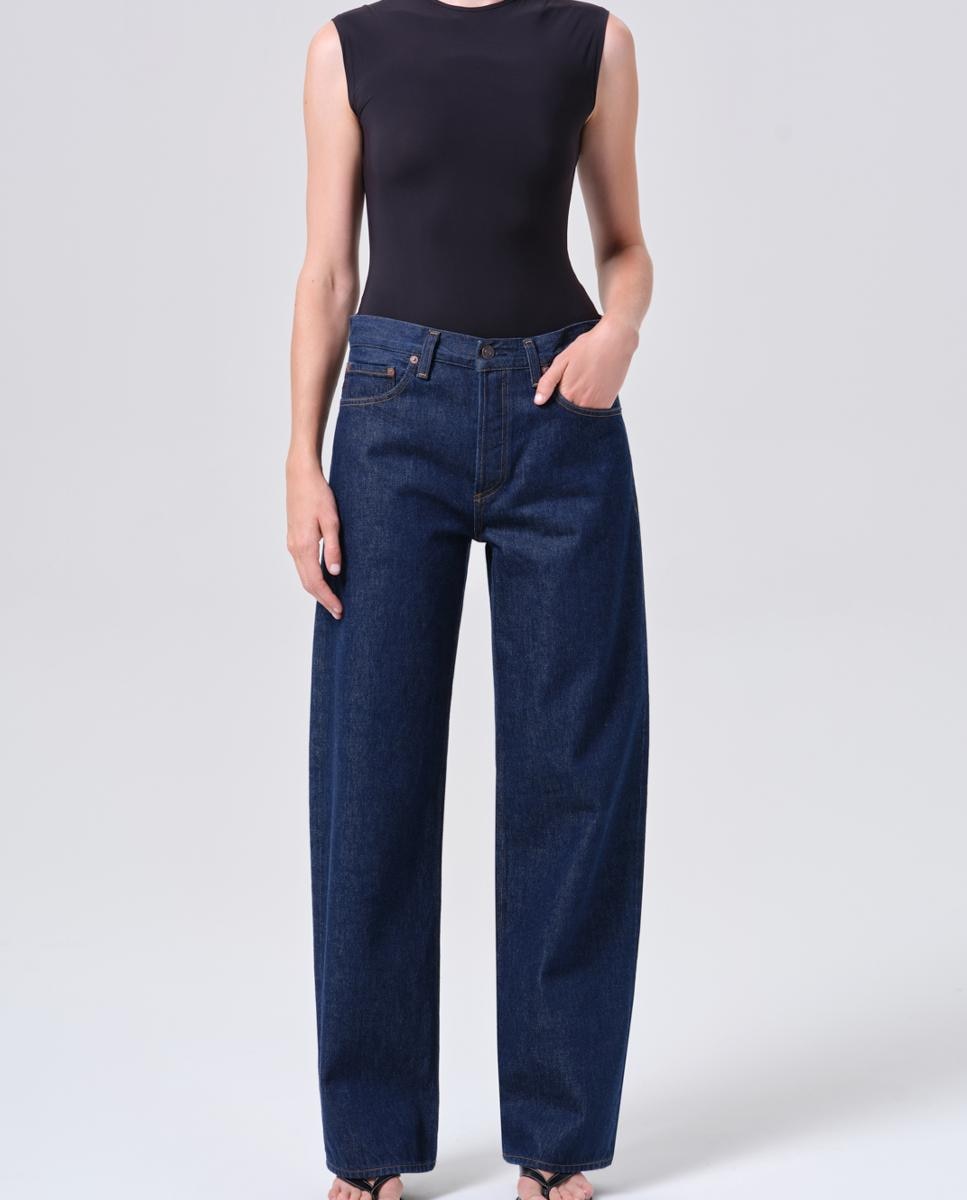 Jeans regular de algodão Azul-escuro-3