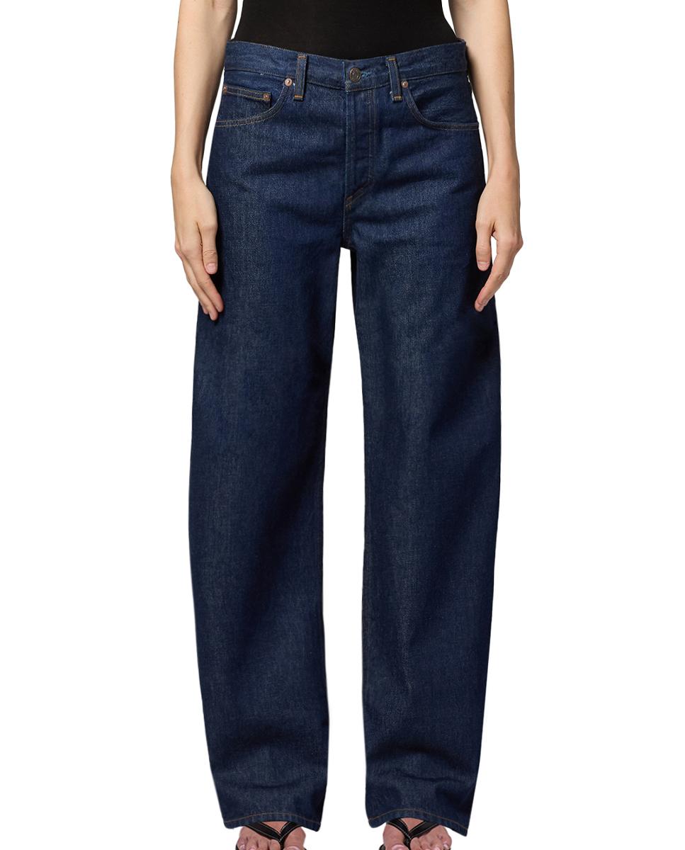 Jeans regular de algodão Azul-escuro-5