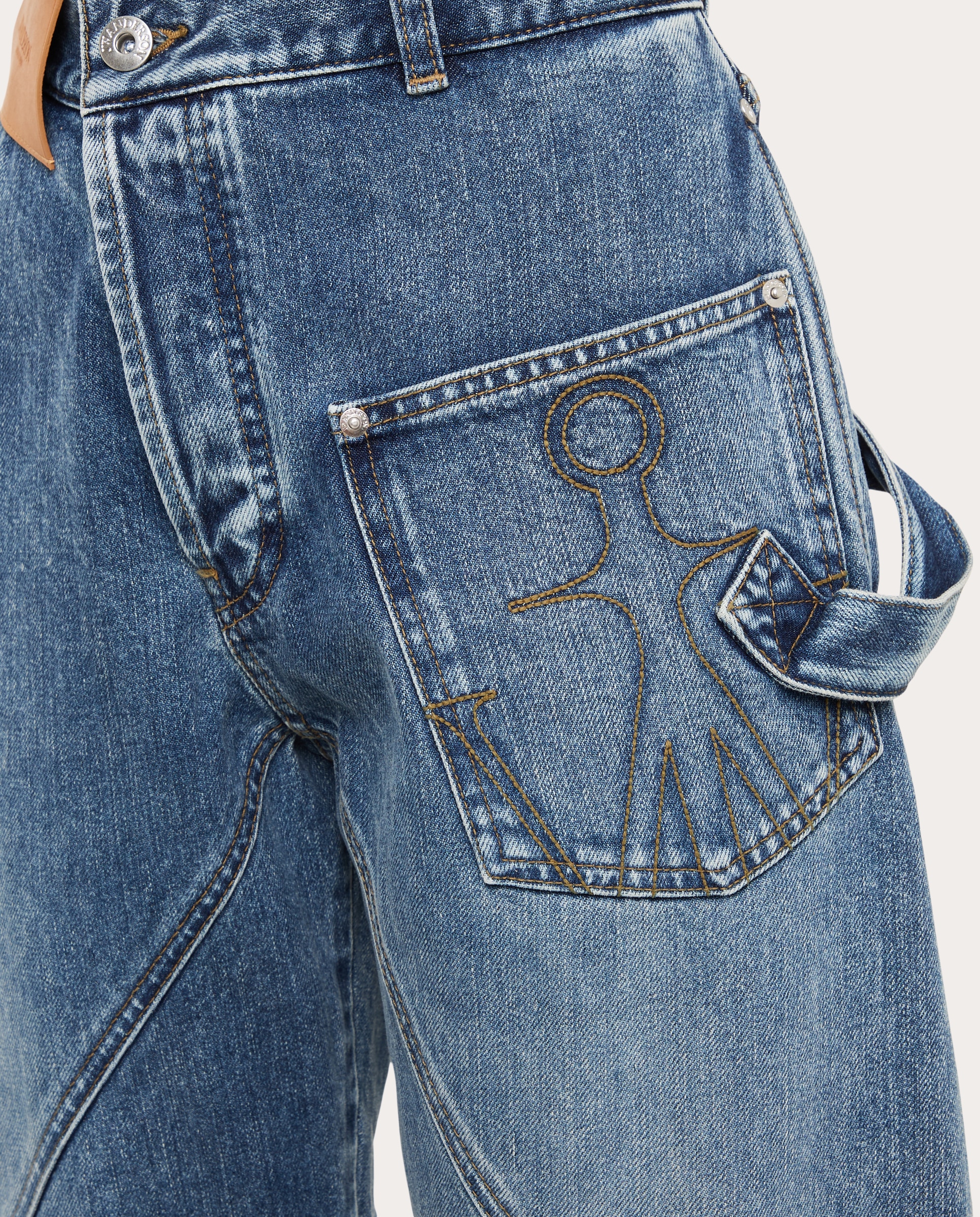 Pantalón recto vaquero de algodón - Azul Azul-3