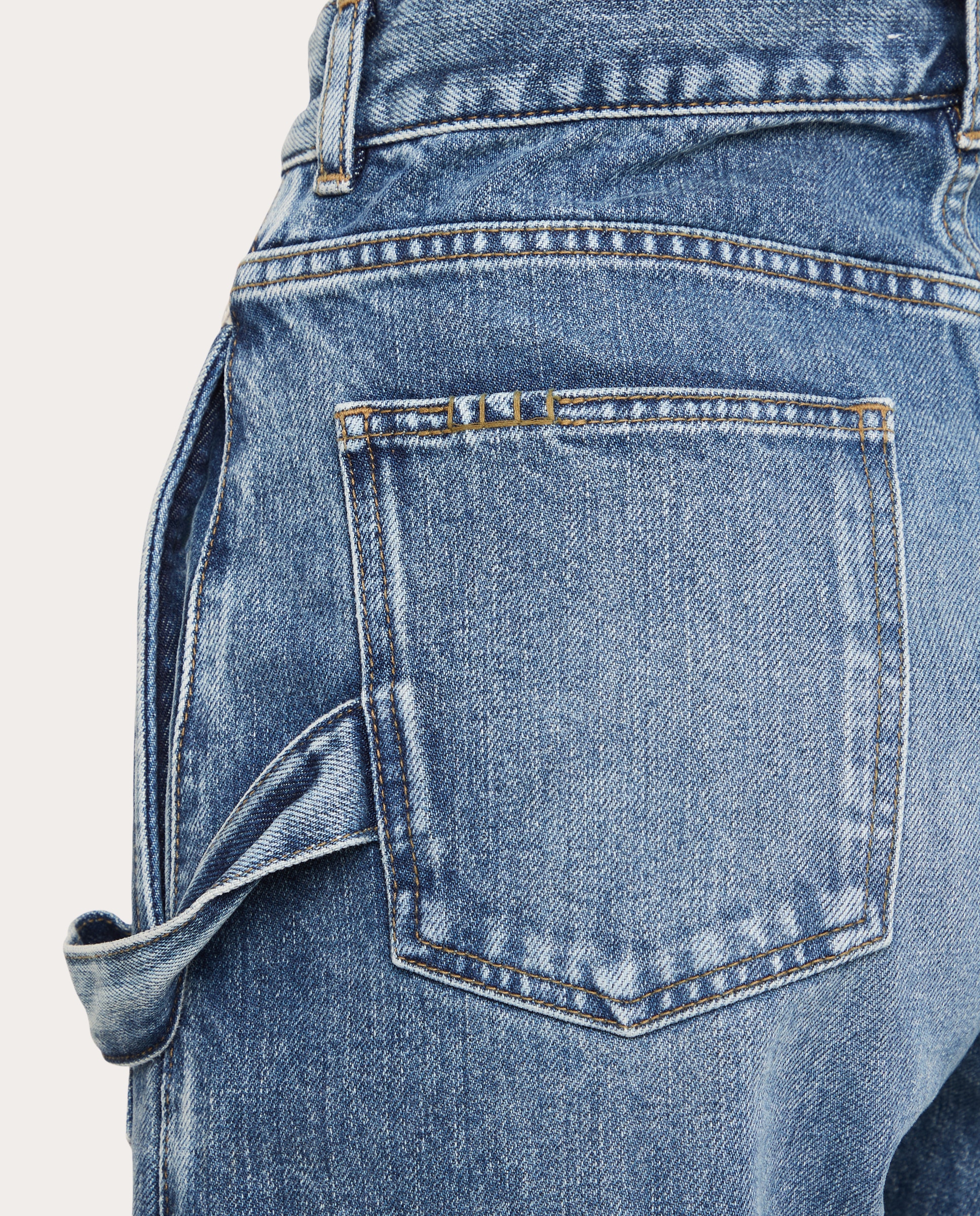 Pantalón recto vaquero de algodón - Azul Azul-5