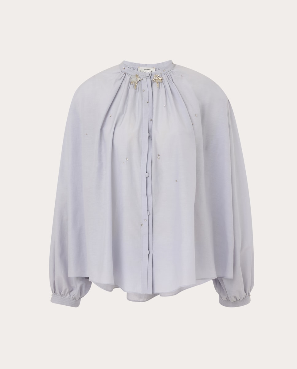 Camisa de algodón Azul claro-1