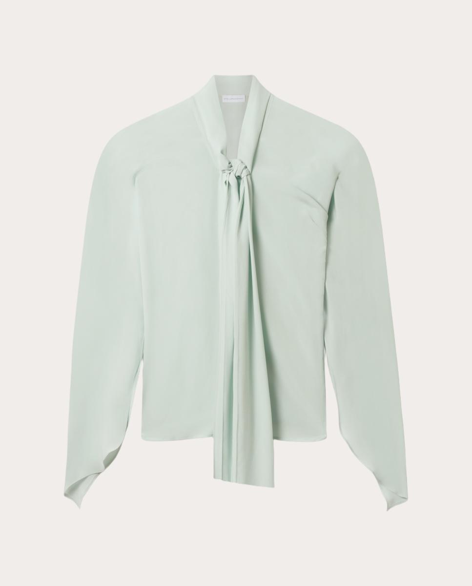 Imagen 0 de Camisa de seda con nudo al cuello Verde Agua