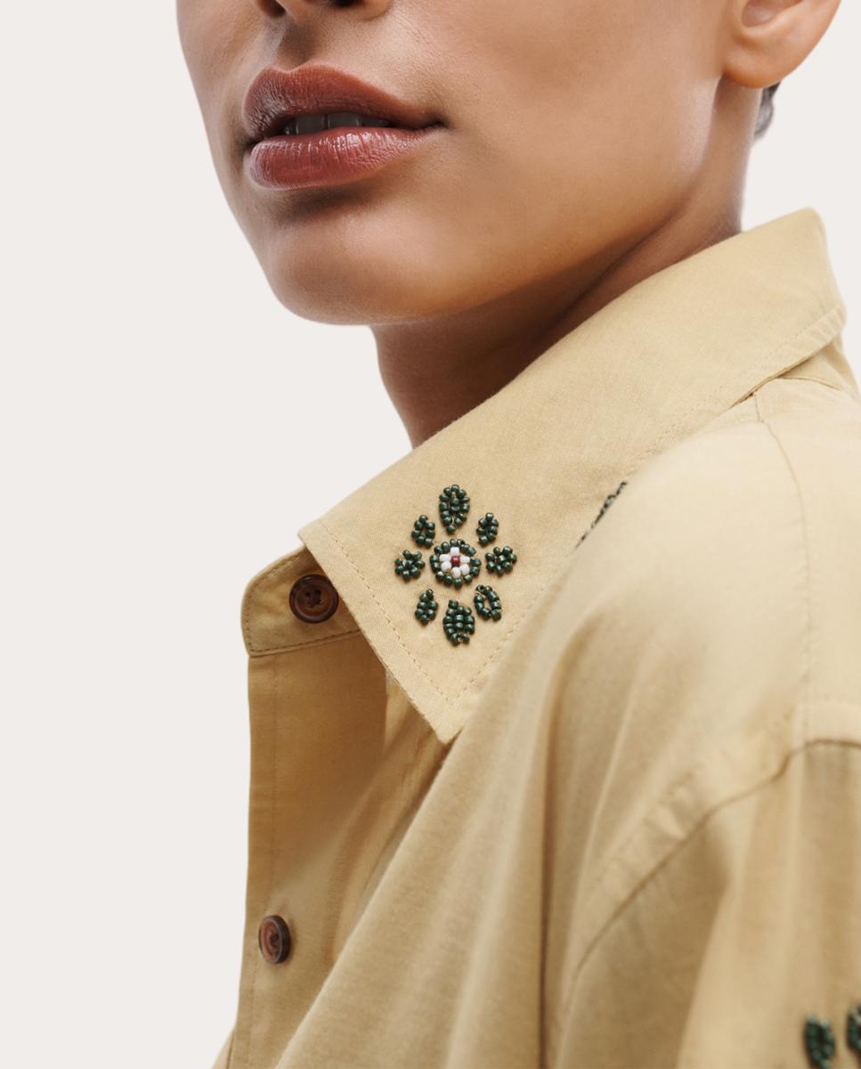 Camisa Connie bordada Salute - Beige Beige-4