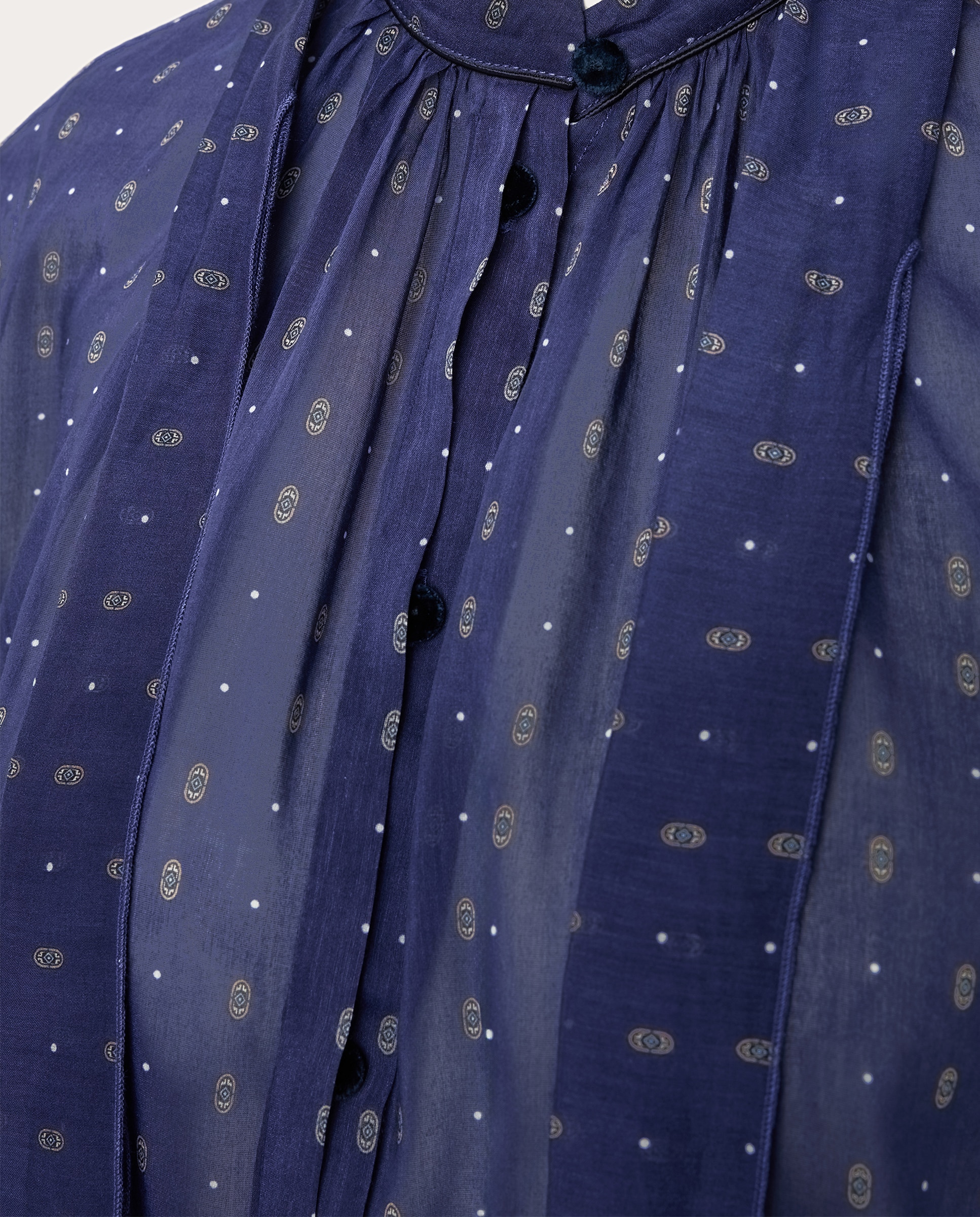Camisa bohemia estampada - Azul Azul-3
