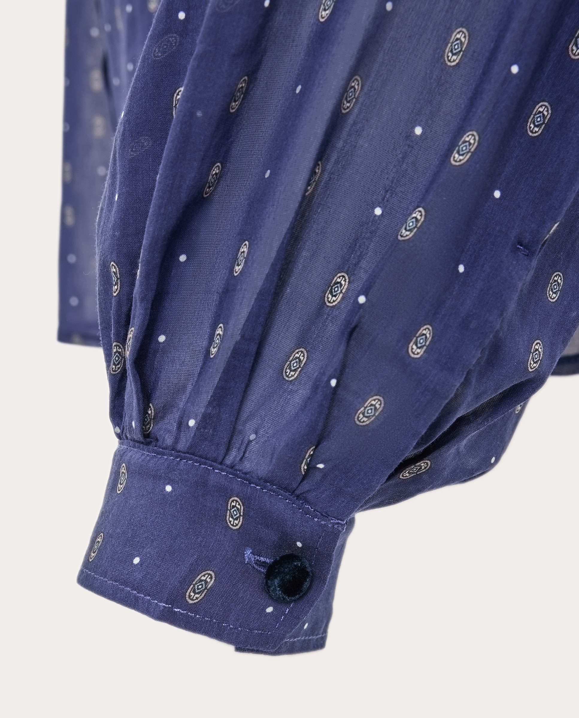 Camisa bohemia estampada - Azul Azul-4