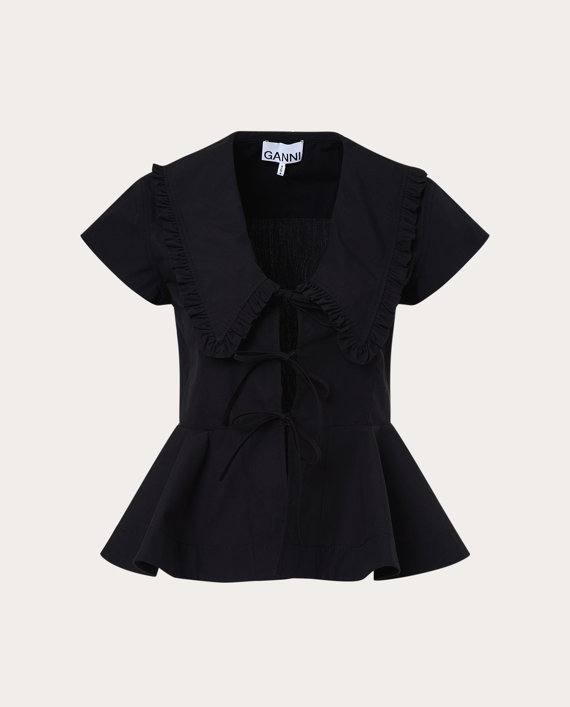 Imagen 0 de Blusa de manga corta peplum Negro