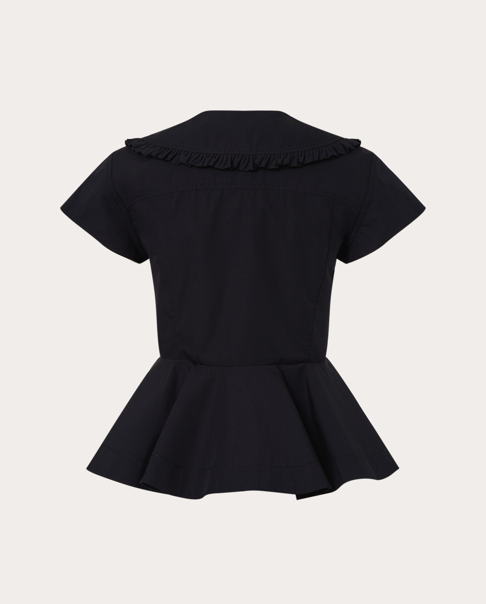 Blusa de Manga Curta e Peplum Preto-2
