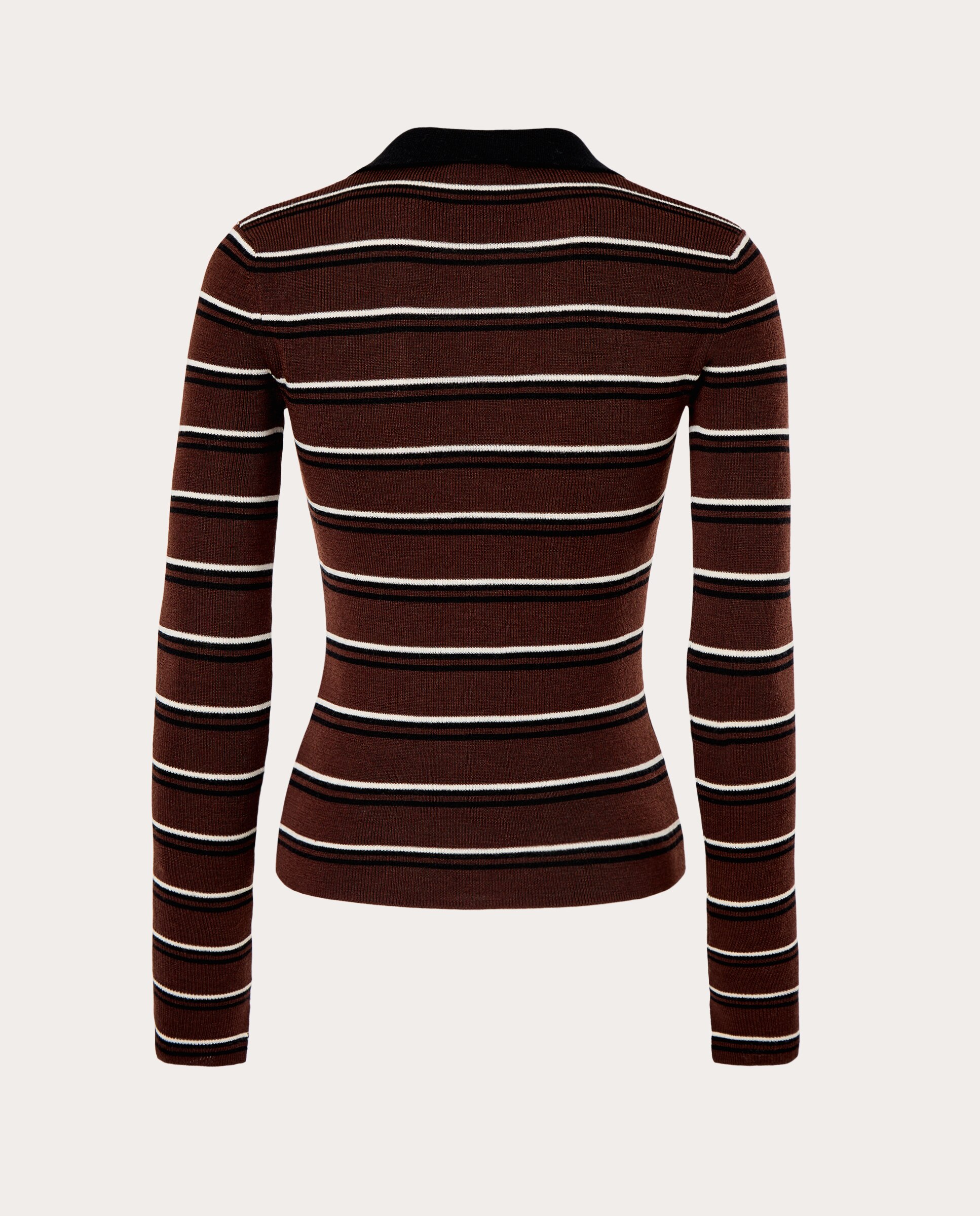 Polo de Lã com Estampado às Riscas Castanho-2