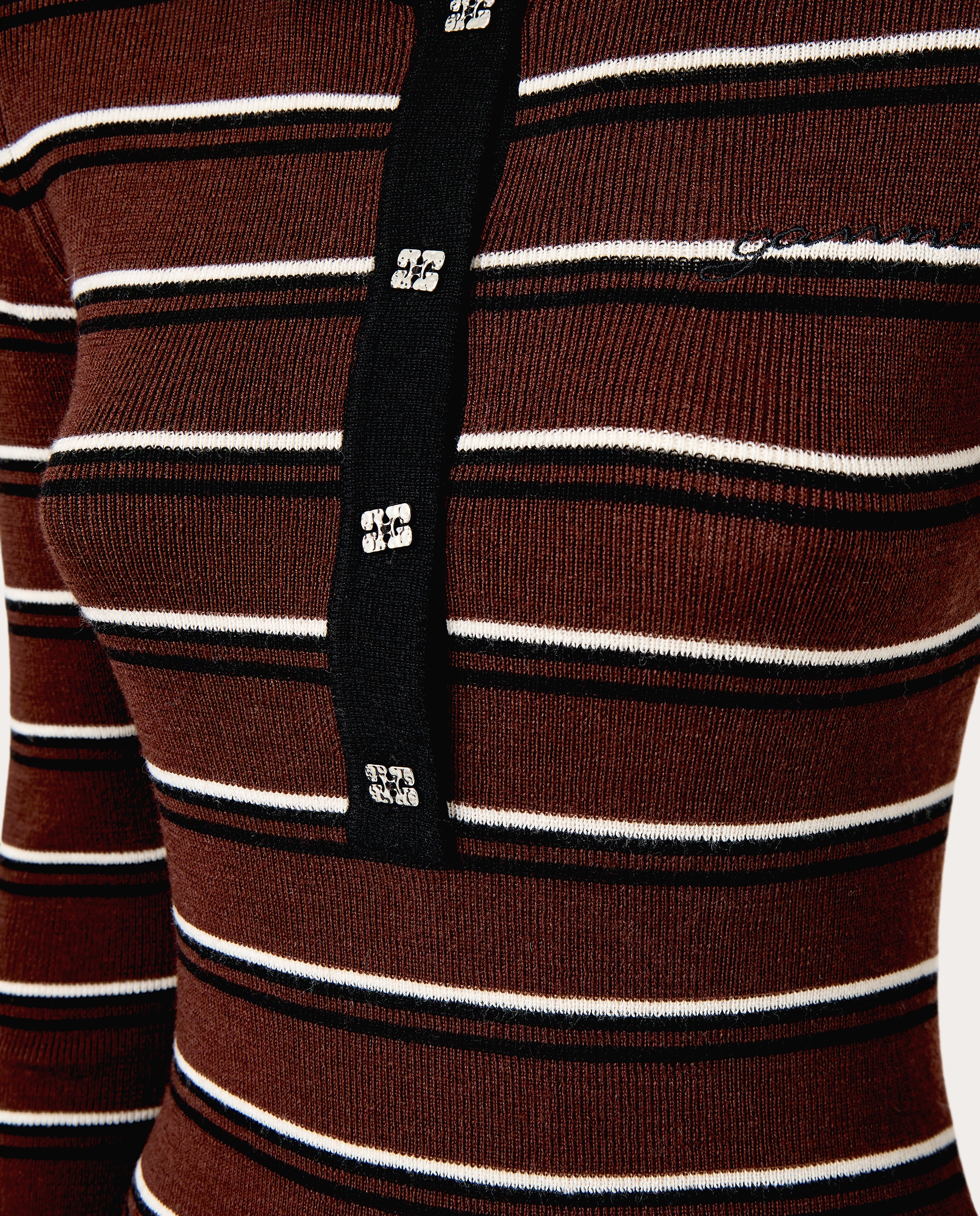 Polo de Lã com Estampado às Riscas Castanho-4