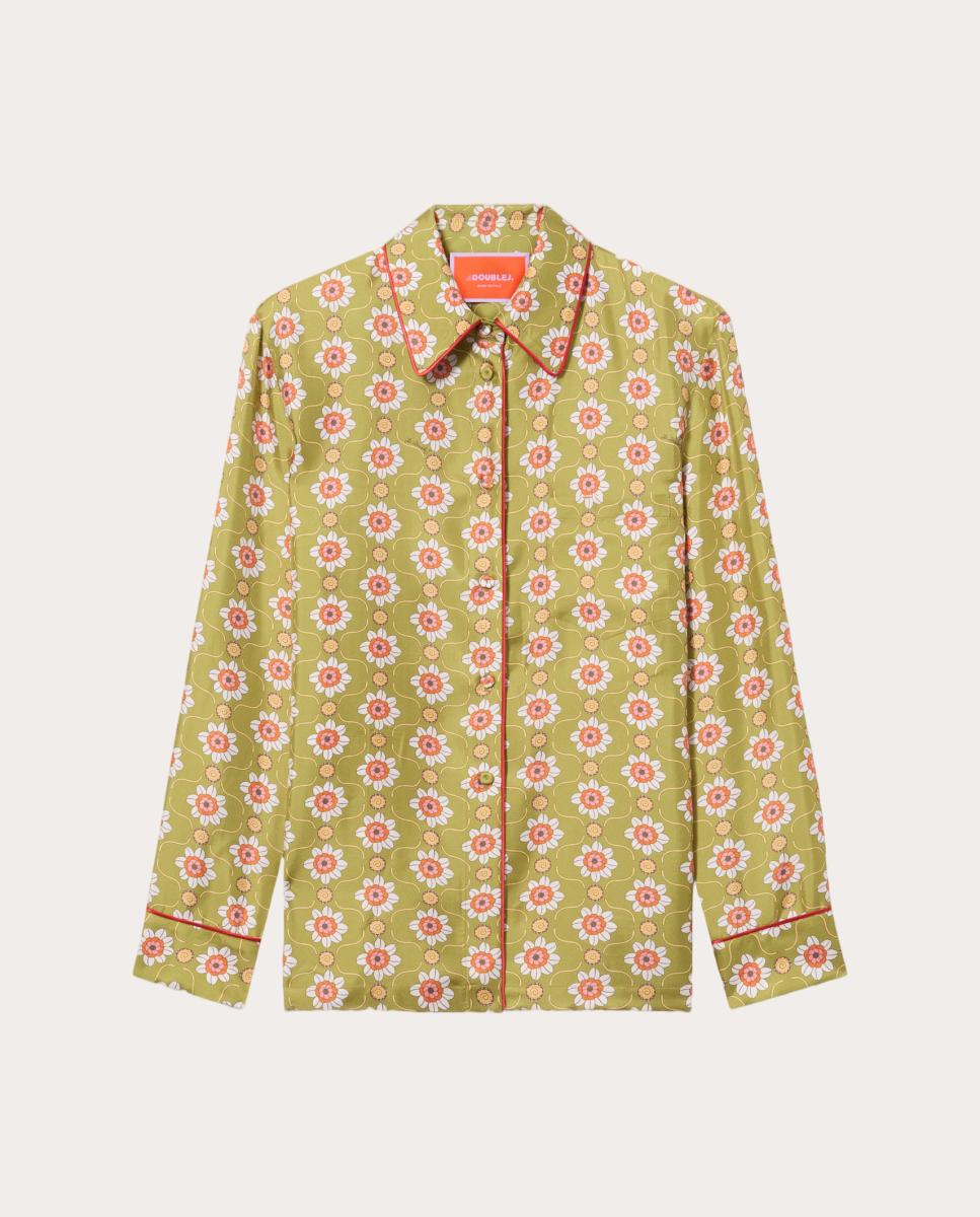 Imagen 0 de Camisa de seda estampada Verde