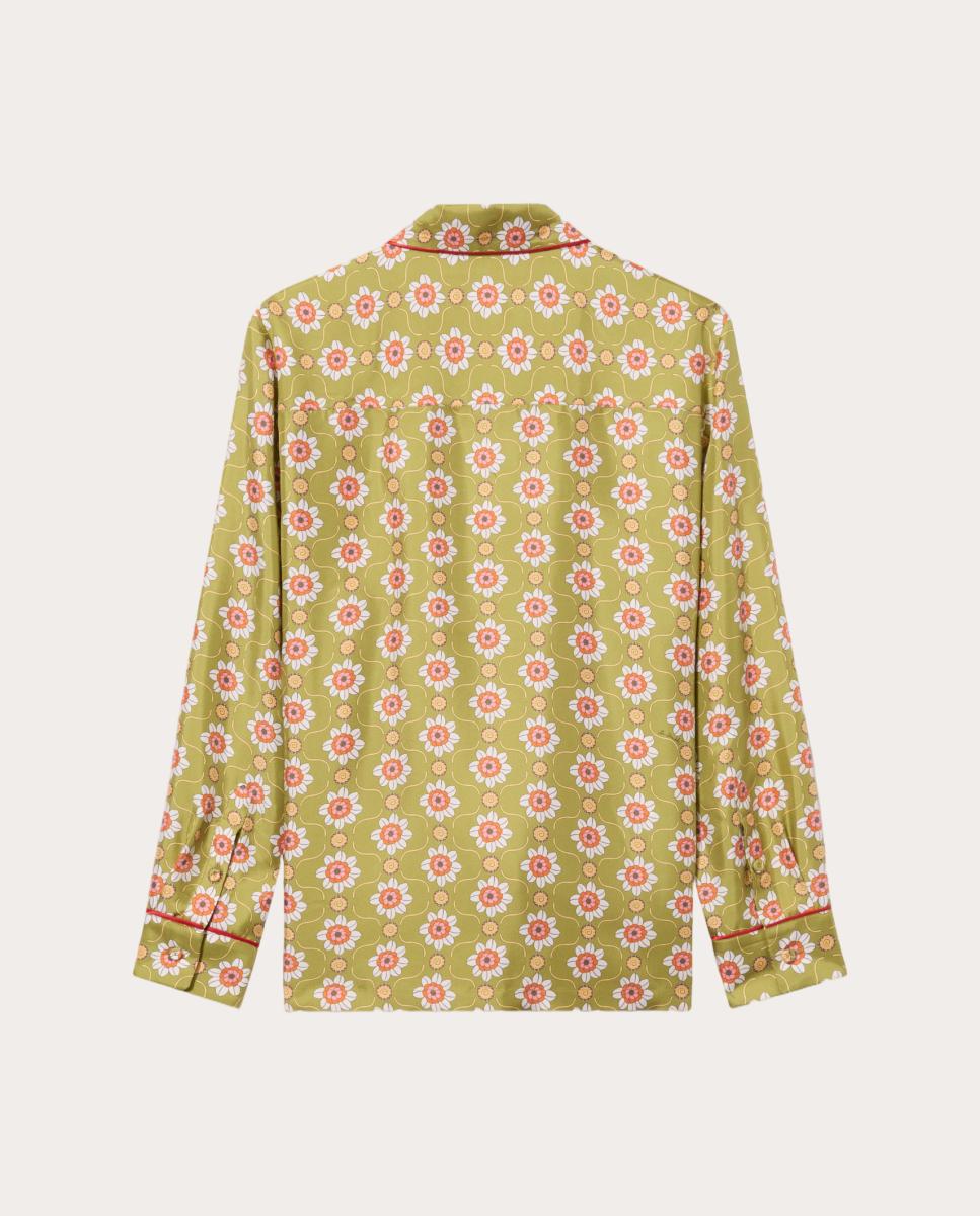 Camisa de seda estampada - Verde Verde-2