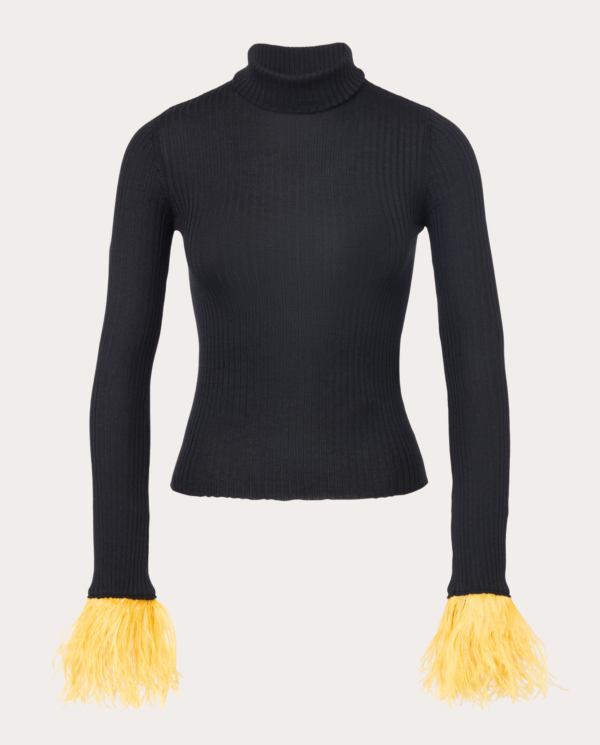 Imagen 1 de Jersey de cuello alto con plumas Negro