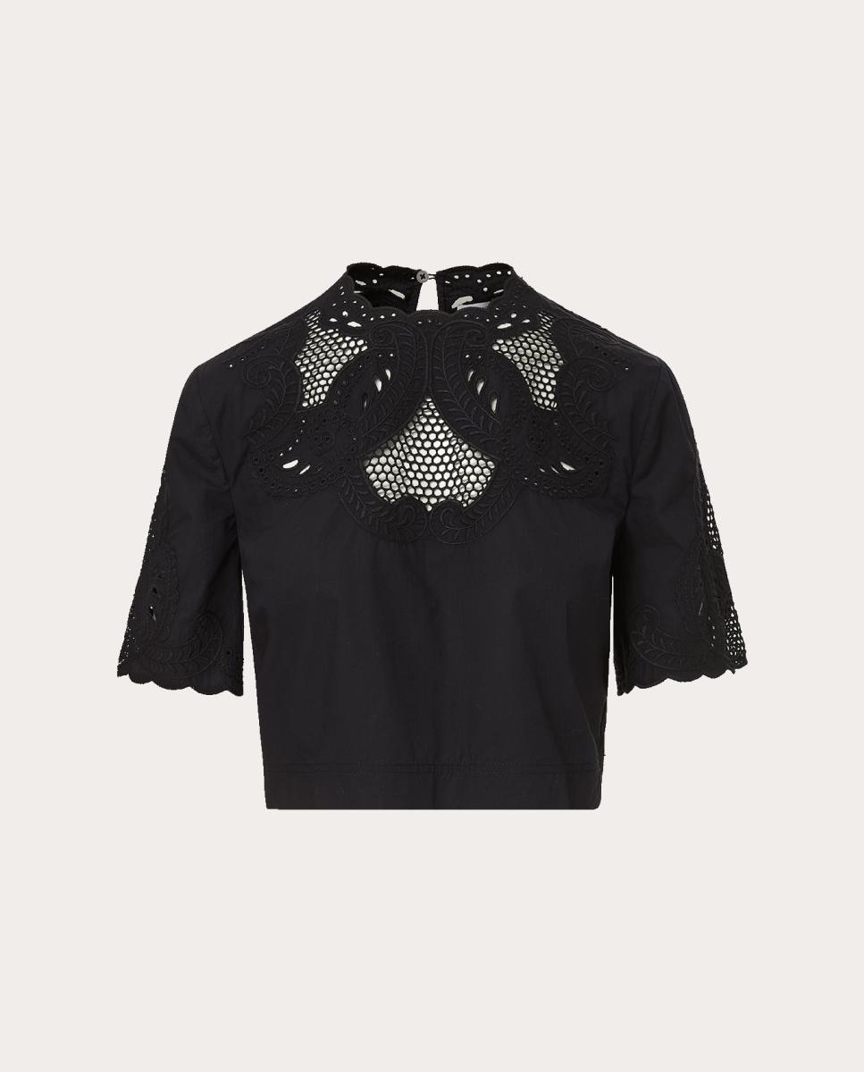 Imagen 0 de Camiseta crop top de algodón Negro