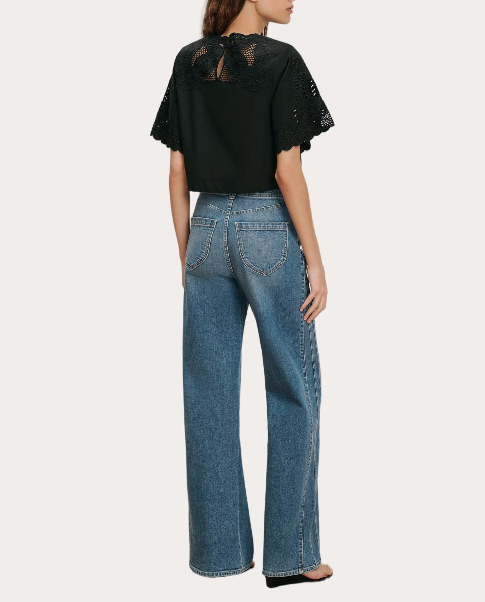 Camiseta crop top de algodón - Negro Negro-3