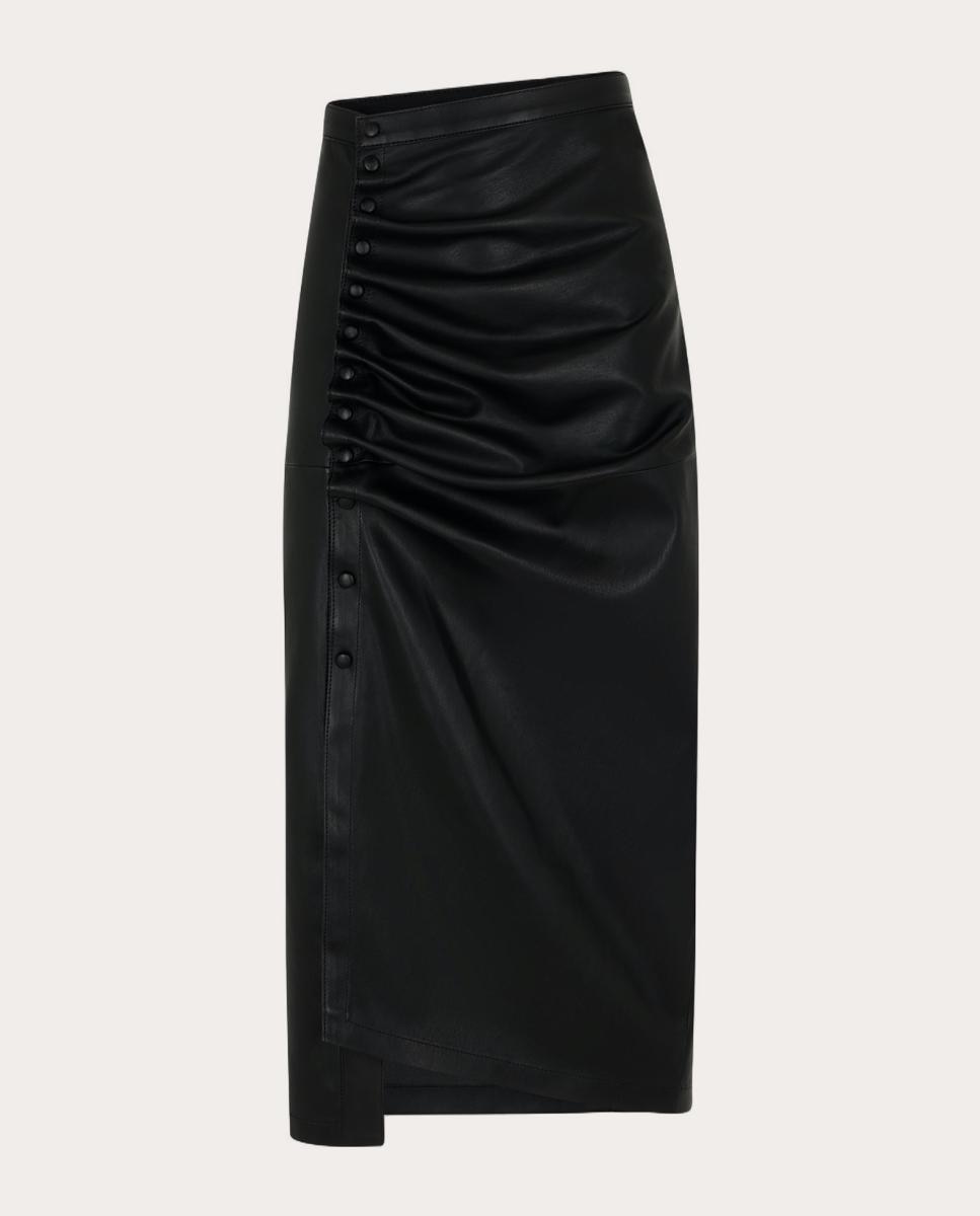 Imagen 0 de Falda midi de piel Negro