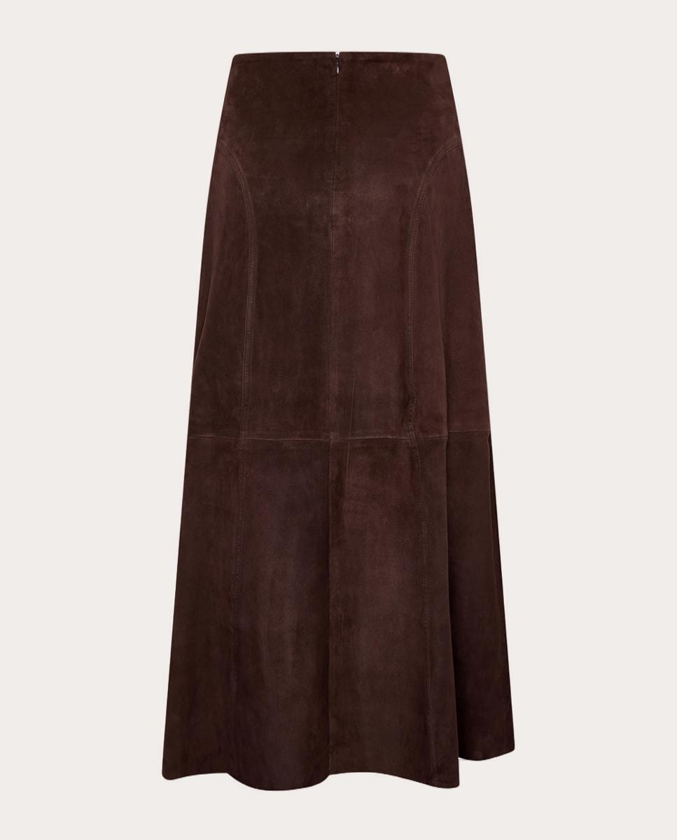 Falda midi Bego de ante Marrón oscuro-2