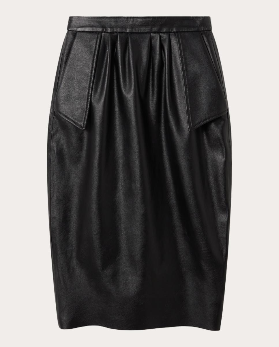Imagen 0 de Falda midi de piel vegana Negro