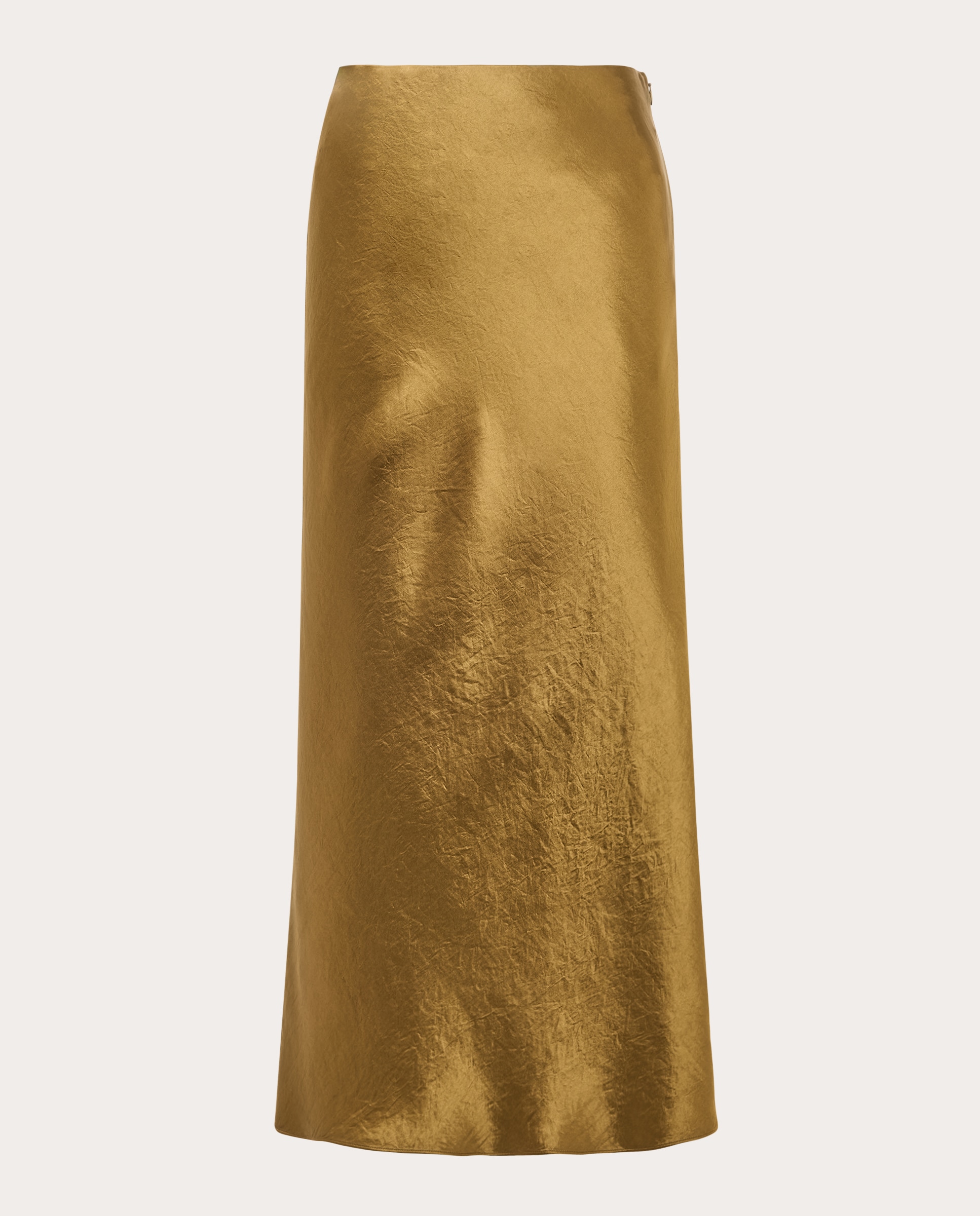 Imagem 0 de Saia Slip Acetinada com Abertura Lateral - Ocre Musgo