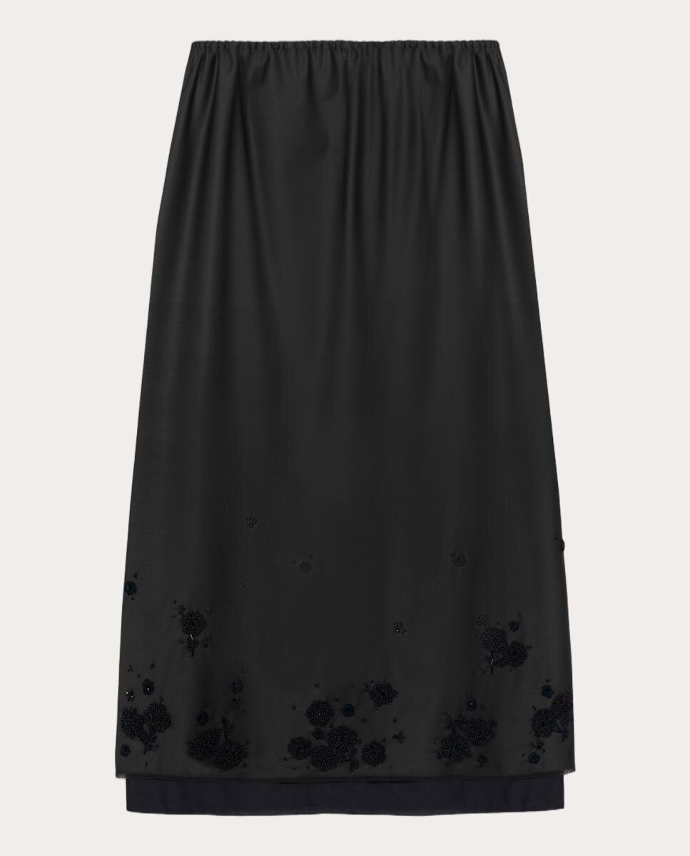 Imagen 0 de Falda midi con cuentas Marrón oscuro