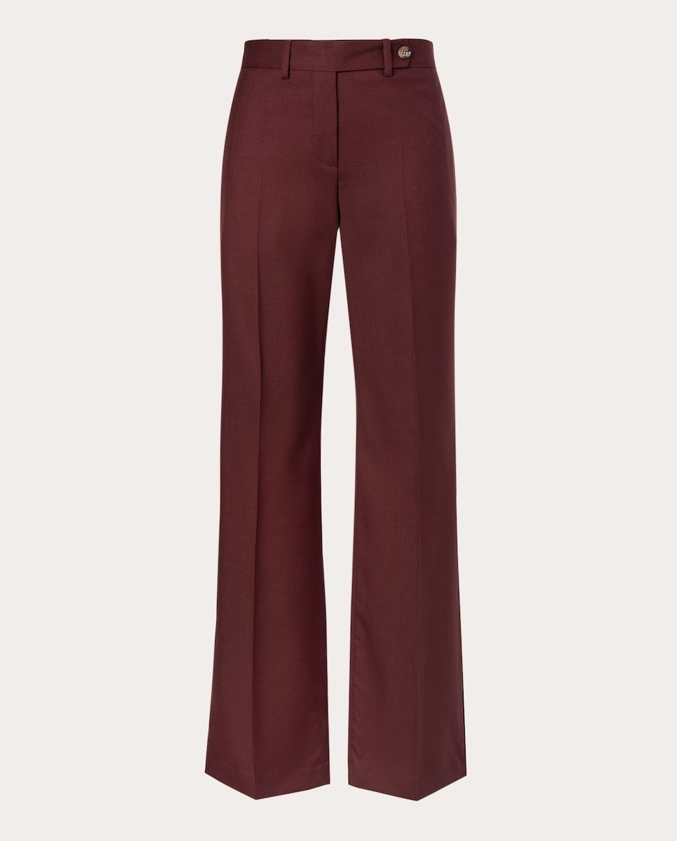 Calças Regular de Lã Vermelho-1
