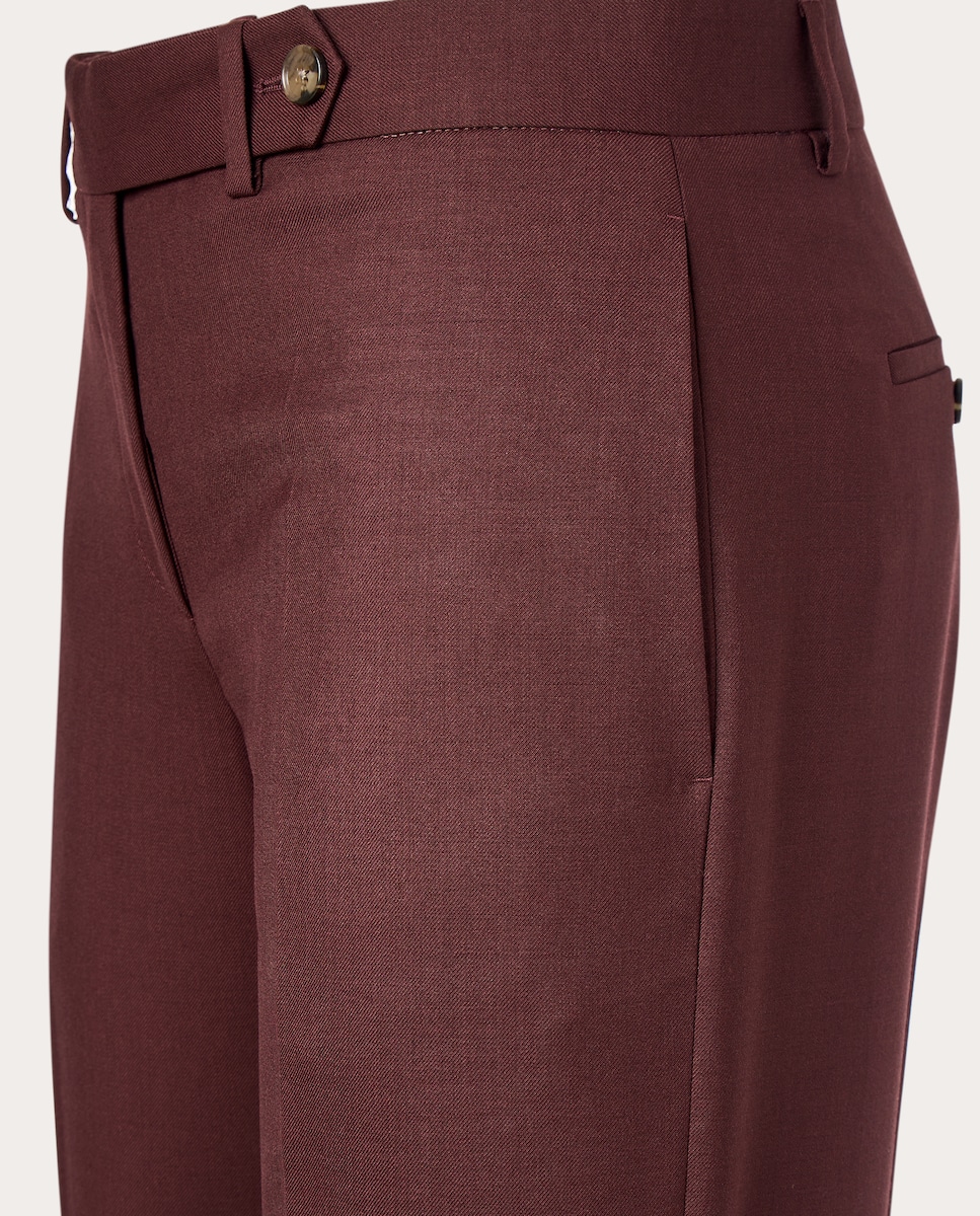 Calças Regular de Lã Vermelho-3