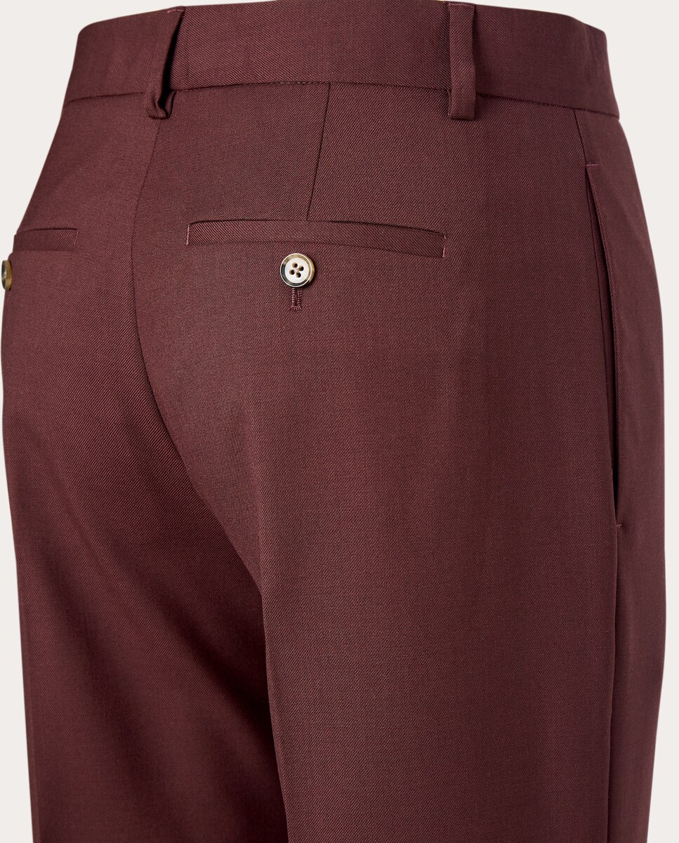 Calças Regular de Lã Vermelho-4