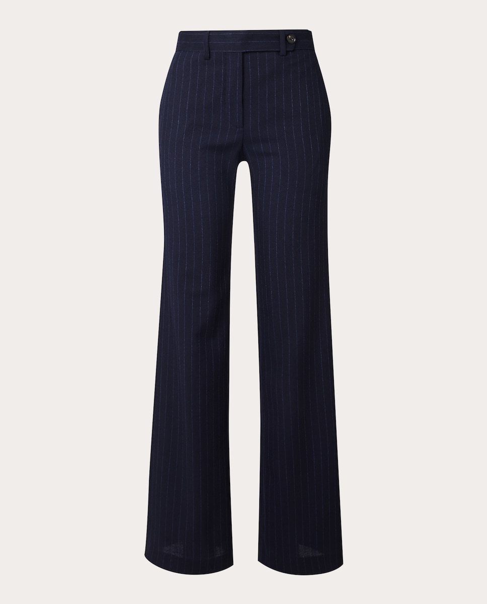 Calças Regular de Lã Azul-escuro-1