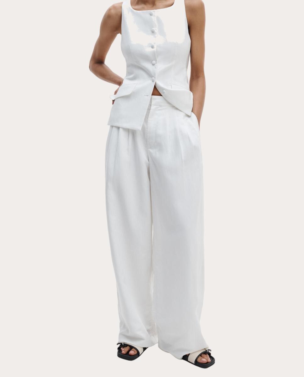 Pantalón Chappell de lino - Blanco Blanco-2