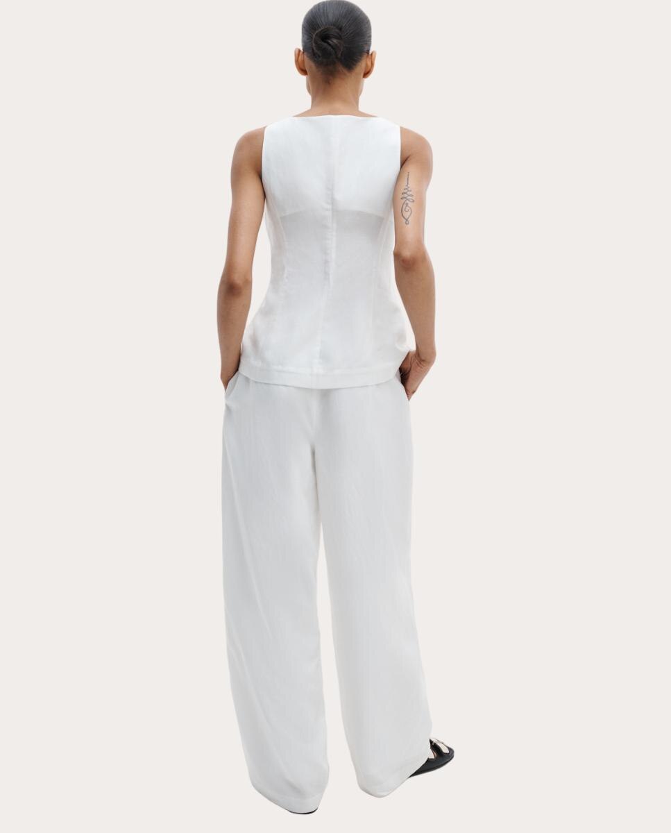 Pantalón Chappell de lino - Blanco Blanco-4