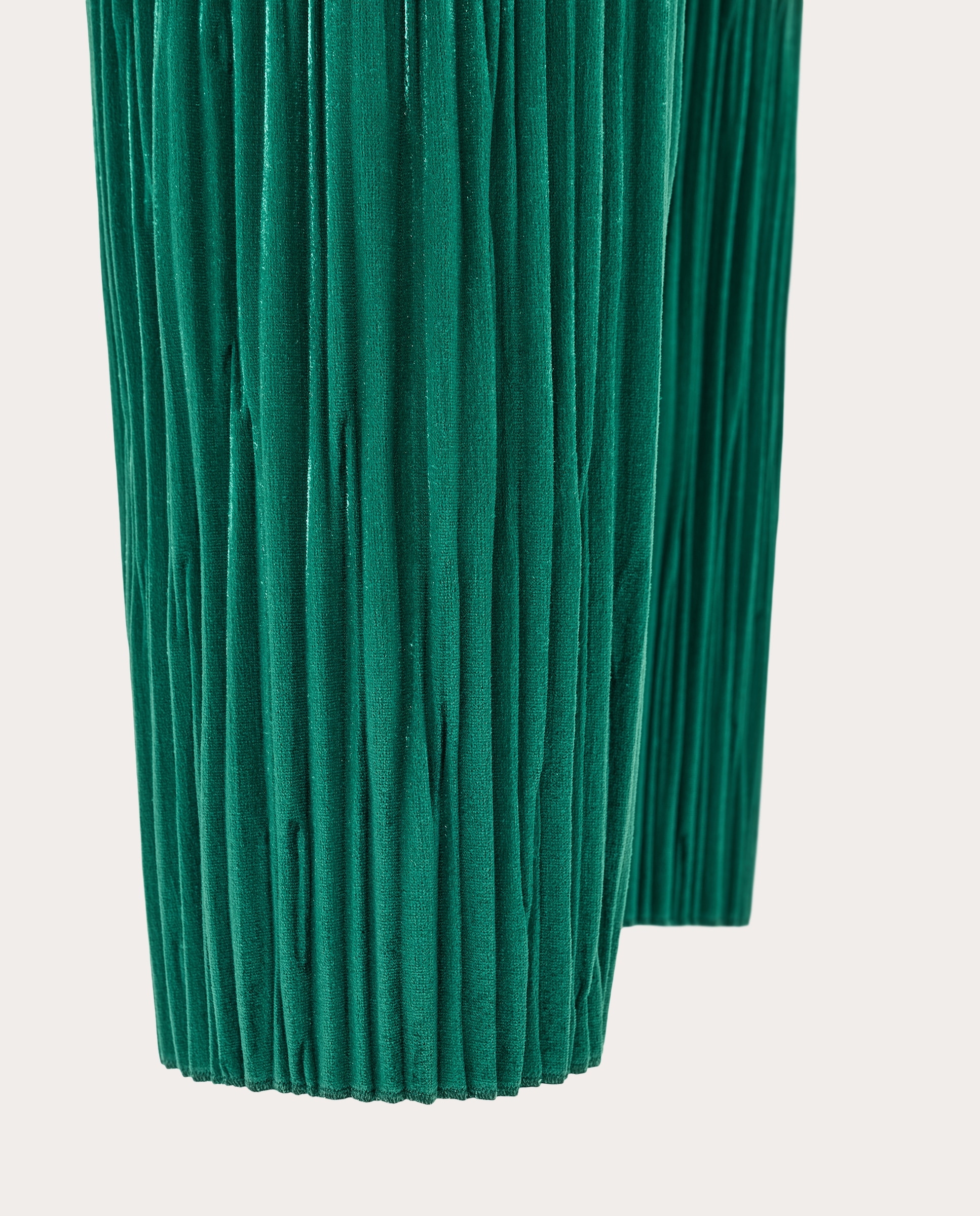 Calças Largas com Plissado Verde-4