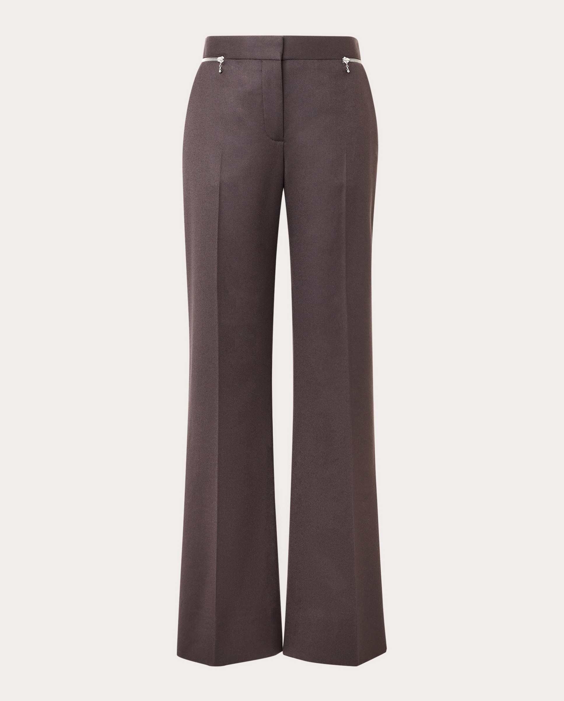 Imagen 0 de Pantalón recto de talle alto con detalle de cremallera Marrón oscuro