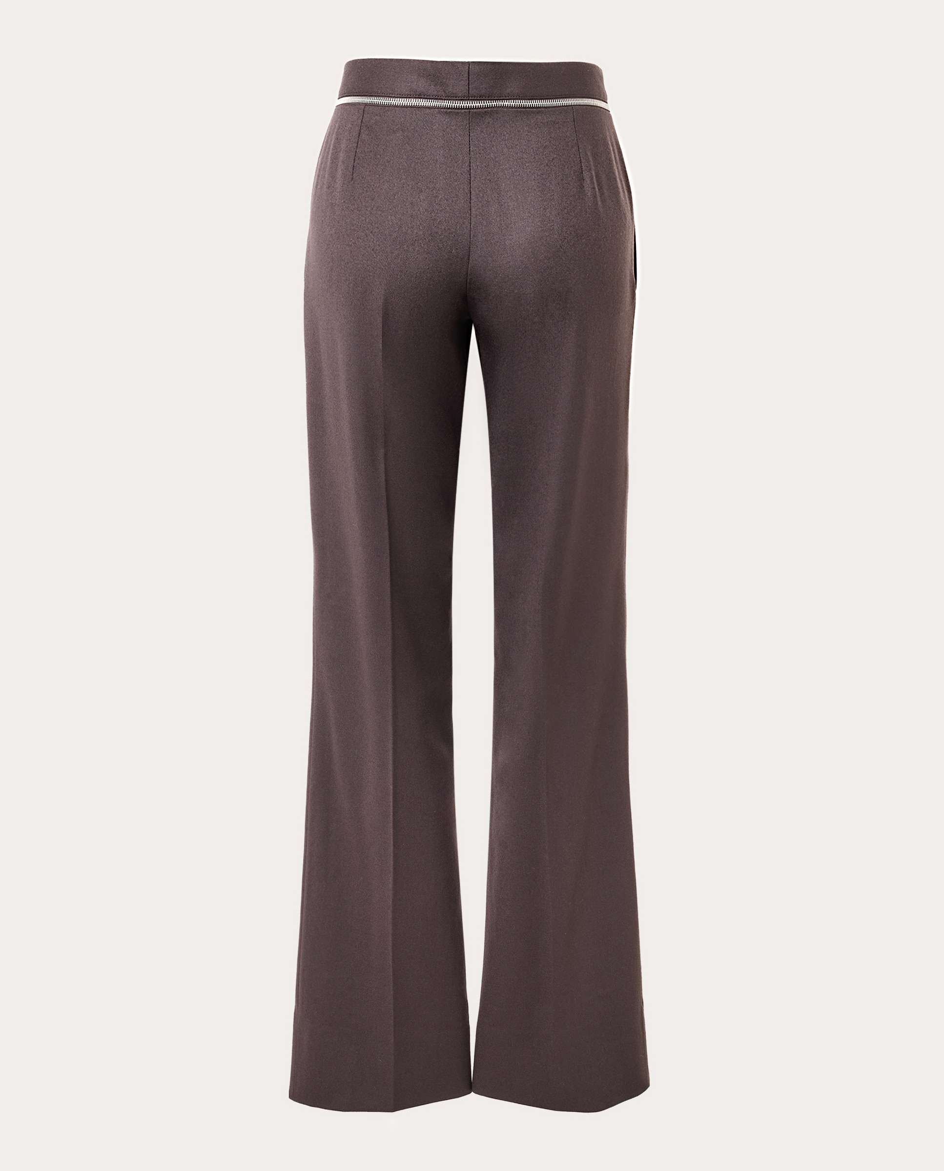 Pantalón recto de talle alto con detalle de cremallera - Marrón oscuro Marrón oscuro-2