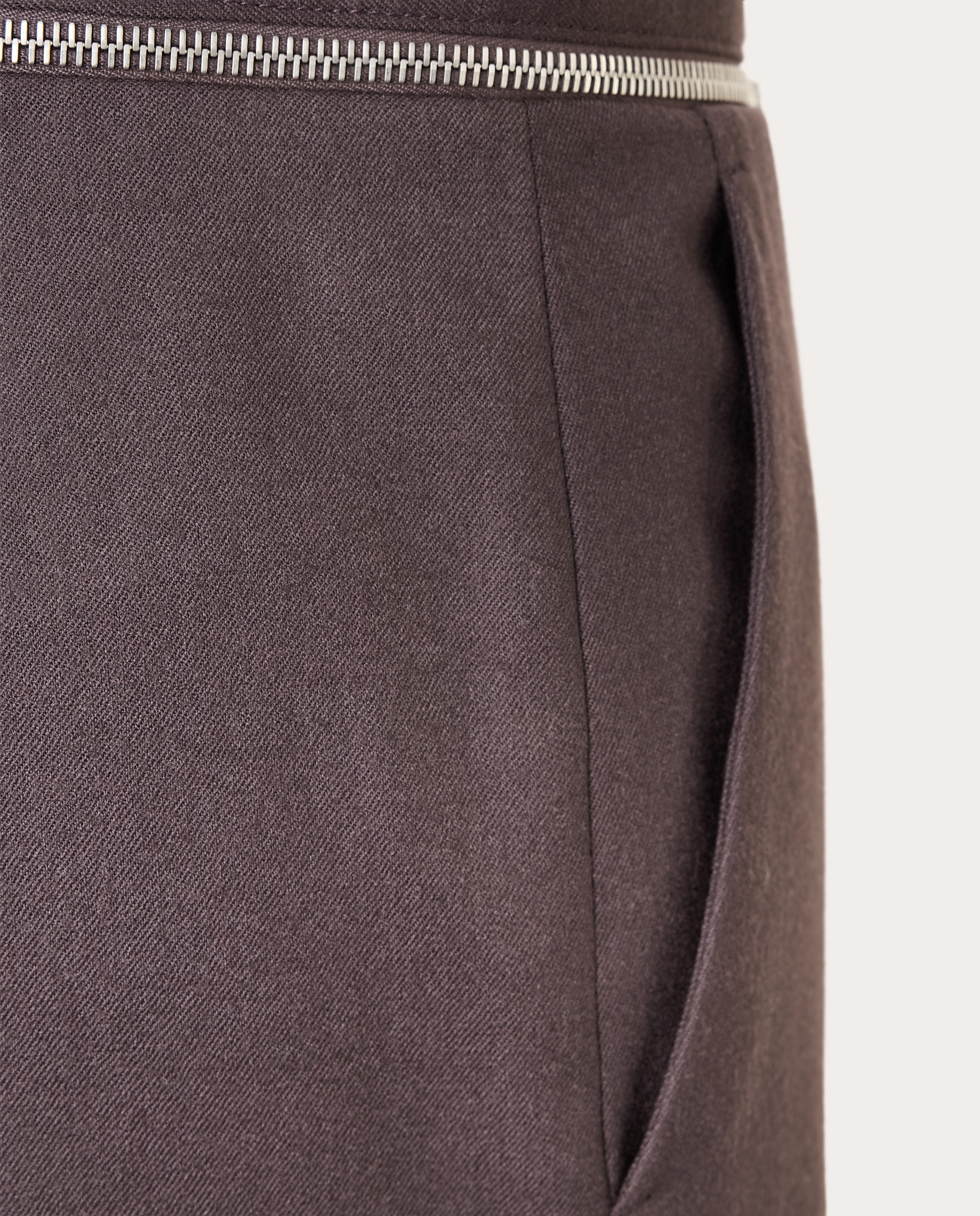 Pantalón recto de talle alto con detalle de cremallera - Marrón oscuro Marrón oscuro-3